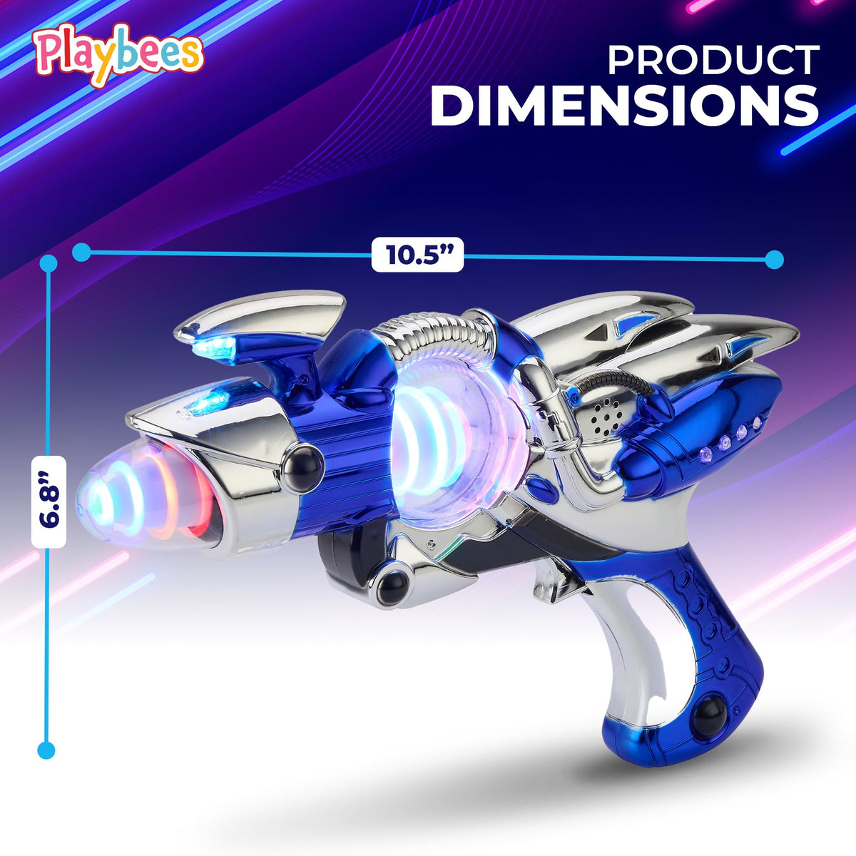 Playbees Light-Up Noise Blaster - Blue (11.5 in) with Futuristic Space FX