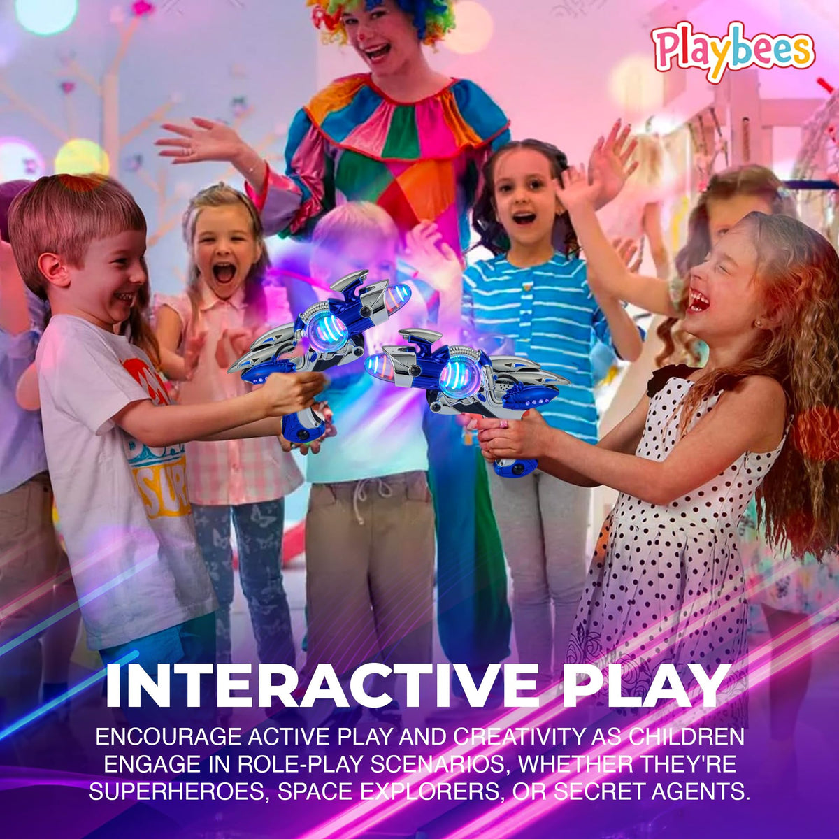 Playbees Light-Up Noise Blaster - Blue (11.5 in) with Futuristic Space FX