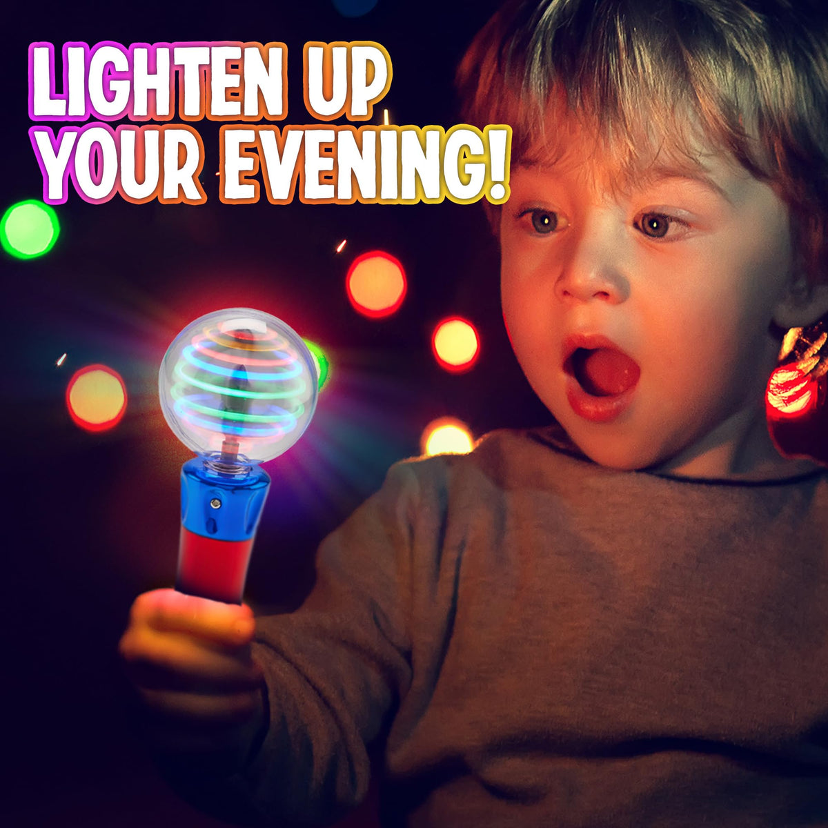 Playbees Light Up Spinning Wand – Magic LED Ball, Sensory Toy, Glow Wand for Kids