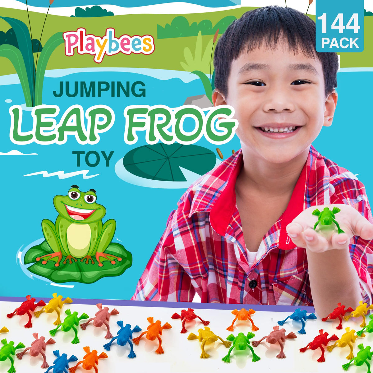 Playbees Mega Pack Jump n Leap Frogs – 144 Assorted 2-Inch Hopping Toys for Parties & Classroom Fun
