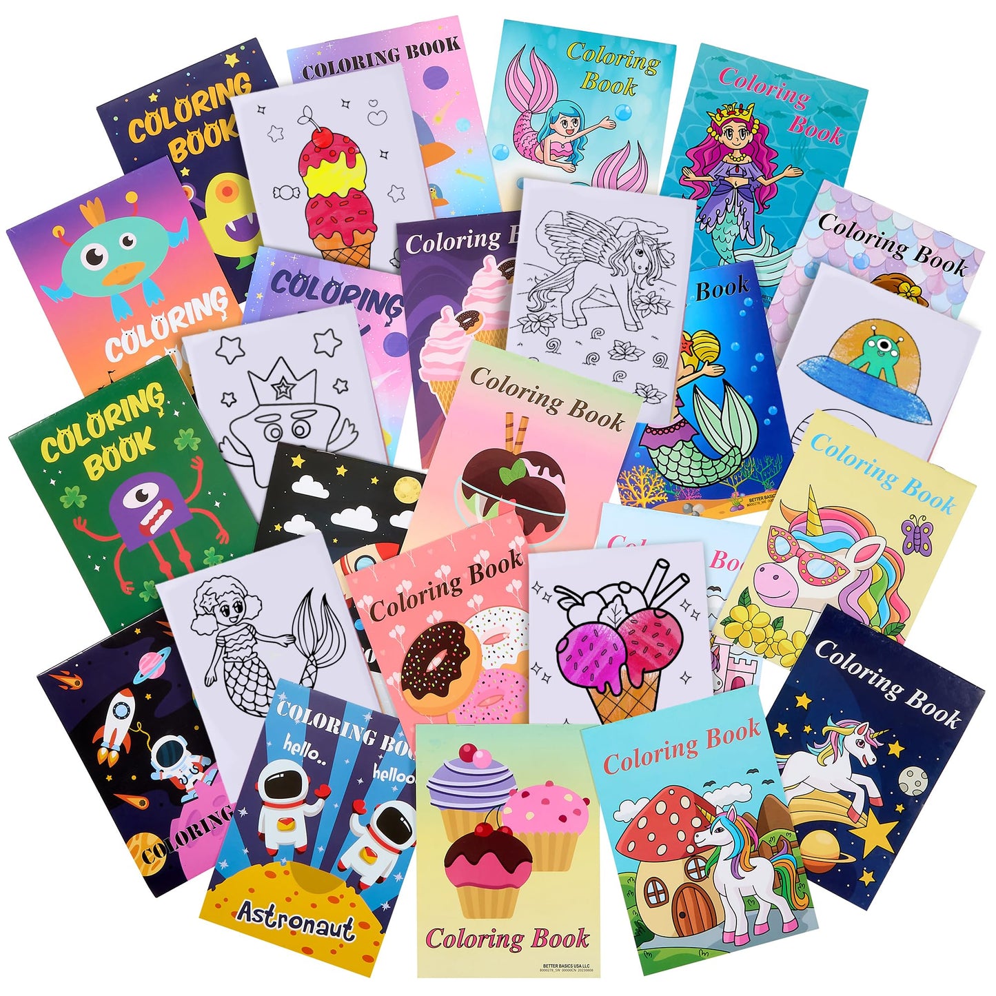 Playbees 20PK Assorted Coloring Books – 5 Themes, 5x7 in, Ages 3-8