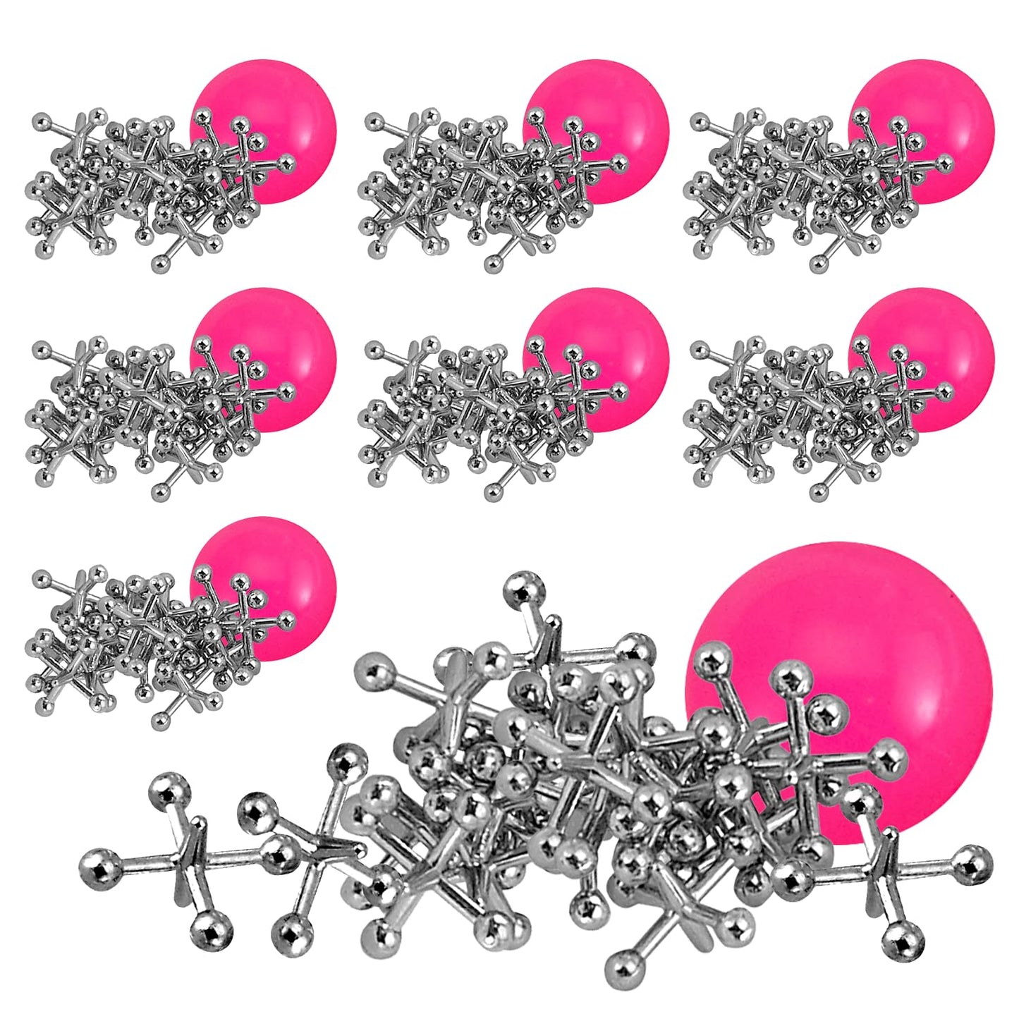 Playbees Metal Jacks Game Set – 24-Pack with Ball | Classic Jacks for Fun & Skill