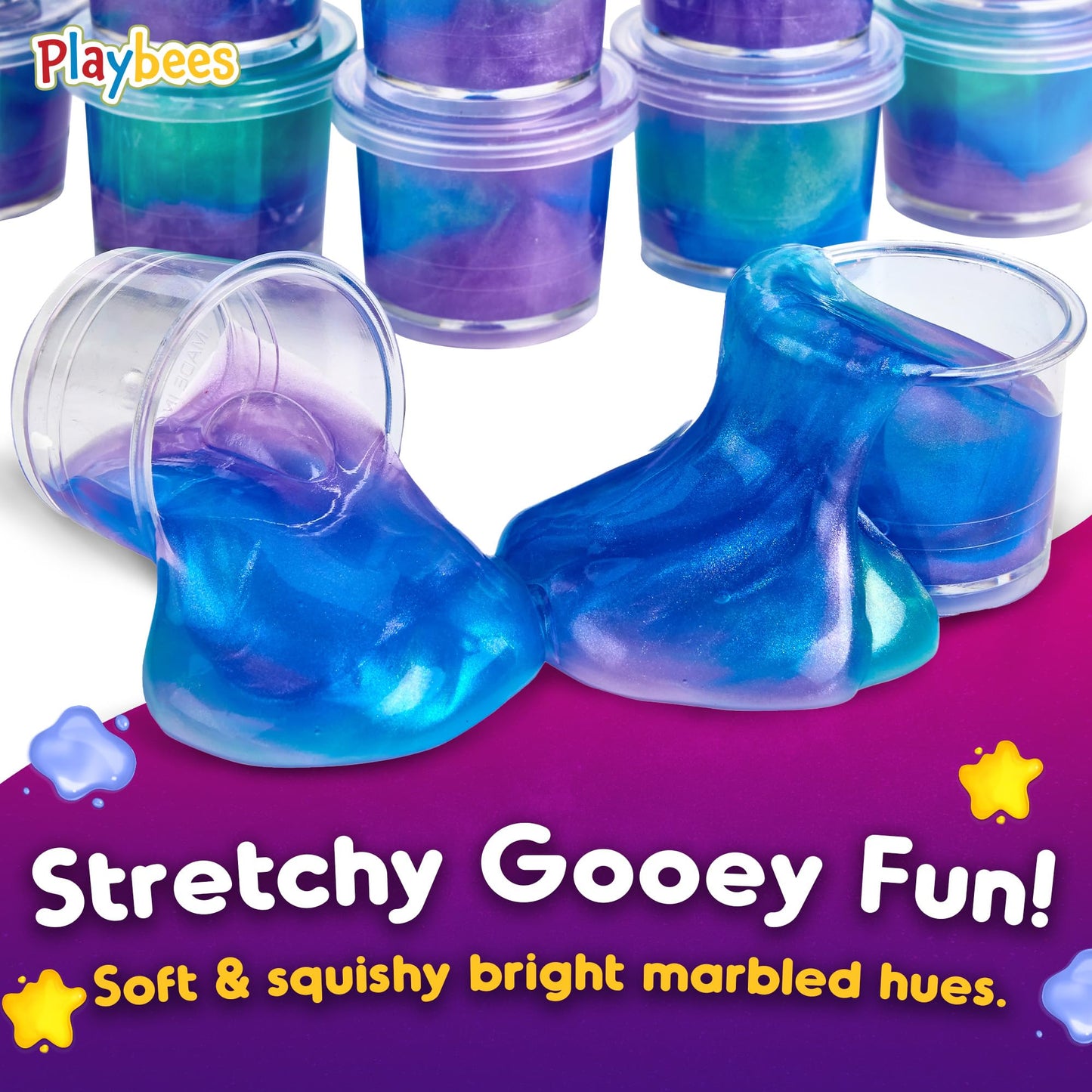 Playbees Mini Galaxy Slime 24 Pack – Marble Unicorn Slime Party Favors