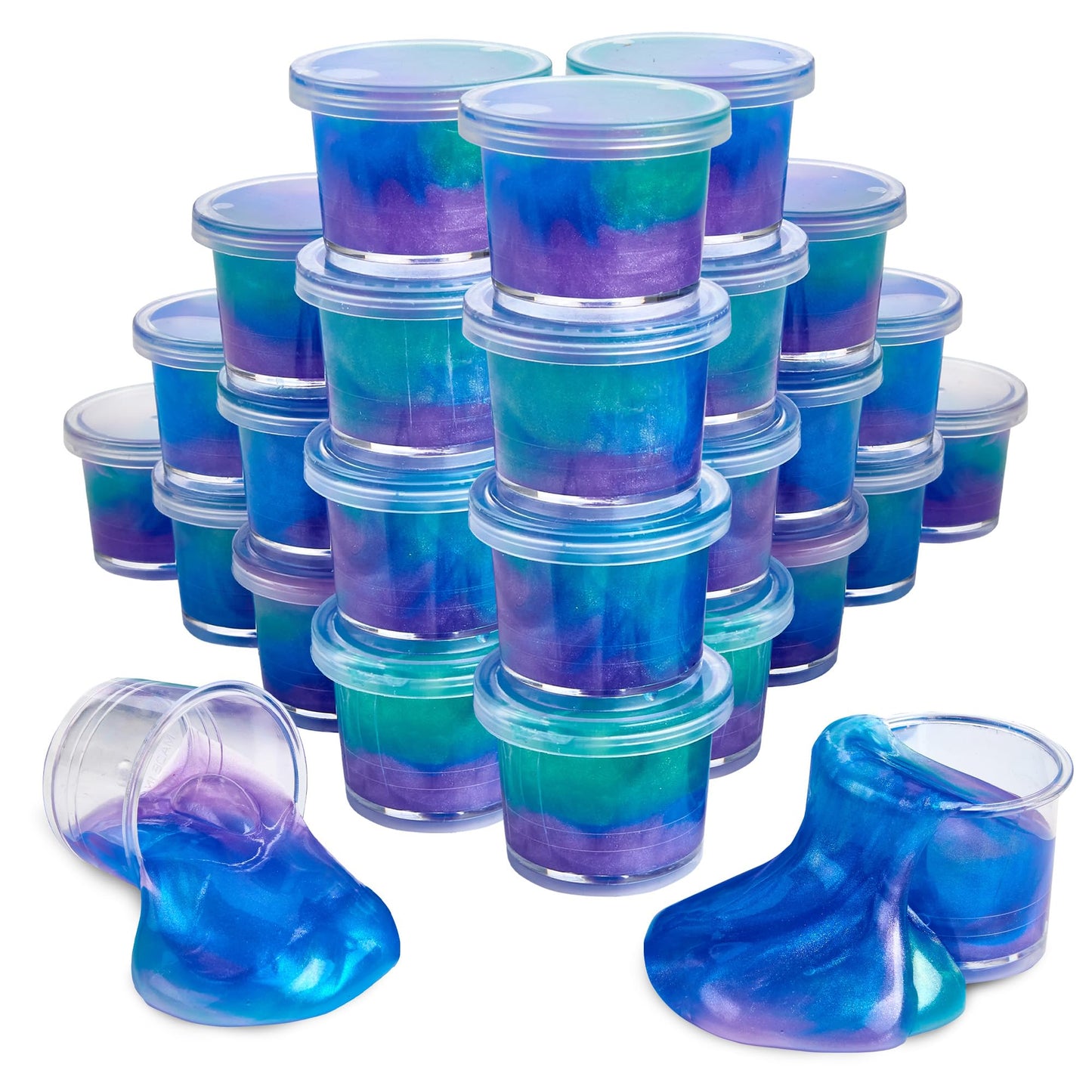 Playbees Mini Galaxy Slime 24 Pack – Marble Unicorn Slime Party Favors