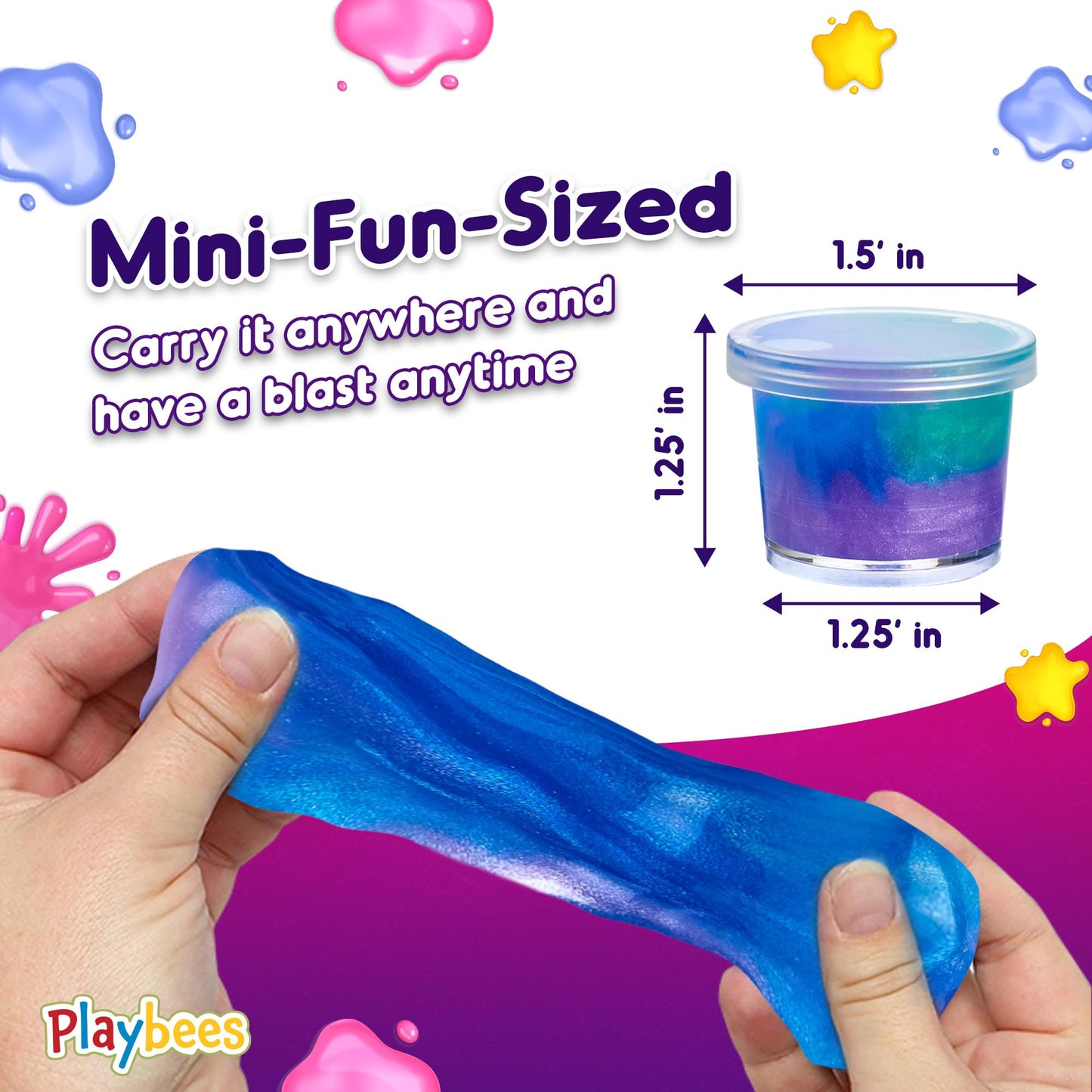 Playbees Mini Galaxy Slime 24 Pack – Marble Unicorn Slime Party Favors