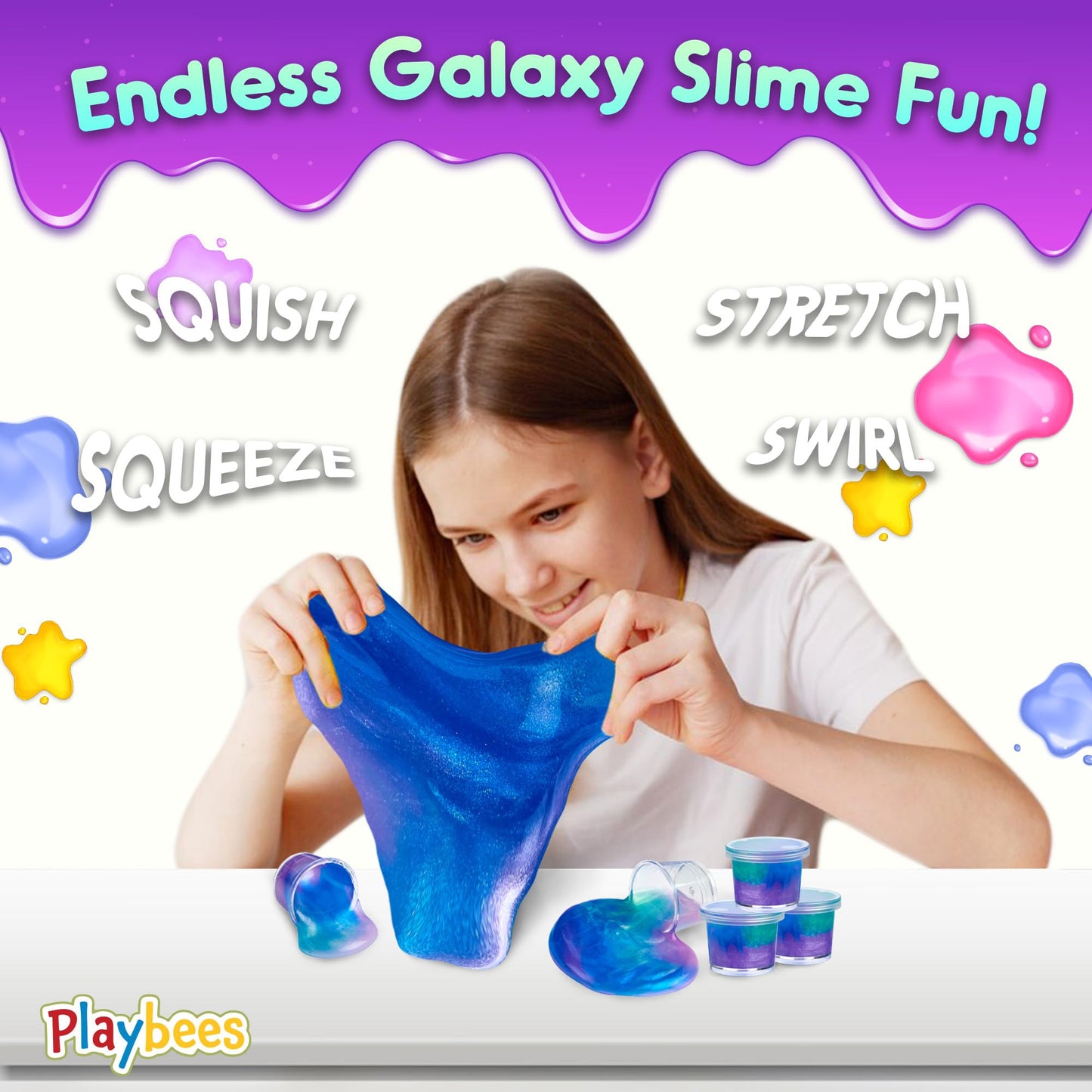Playbees Mini Galaxy Slime 24 Pack – Marble Unicorn Slime Party Favors