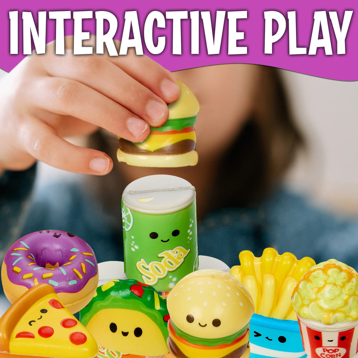 Playbees Mini Squish Fast Food Toys – 10 Pack, Sensory Fidgets for Kids