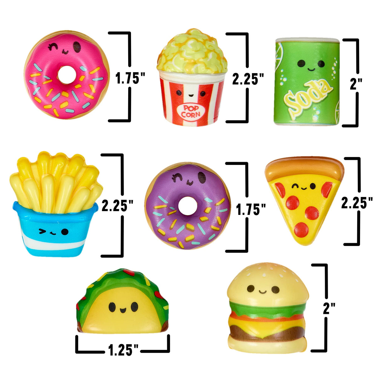Playbees Mini Squish Fast Food Toys – 10 Pack, Sensory Fidgets for Kids