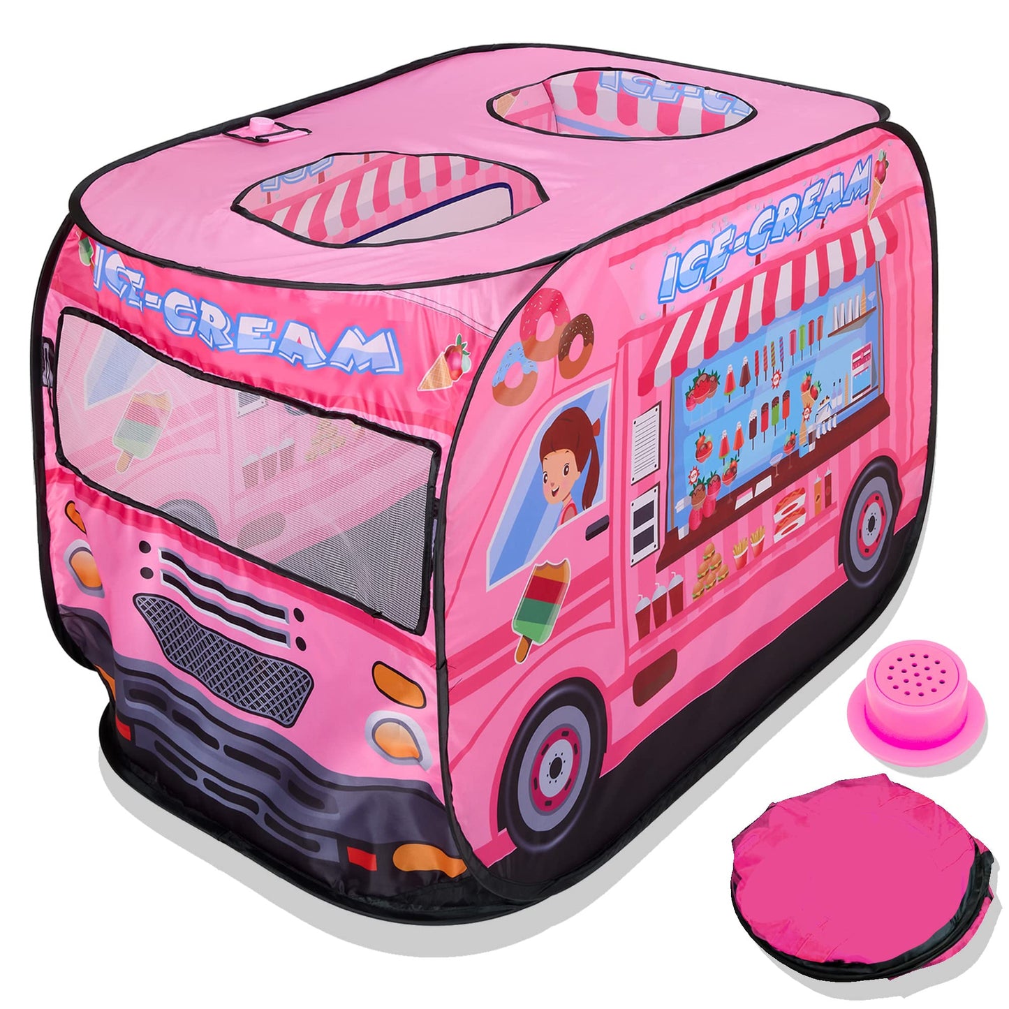 Playbees Musical Ice Cream Truck Pop Up Tent for Toddlers – 43.5 x 28 x 26.5 in, Indoor & Outdoor