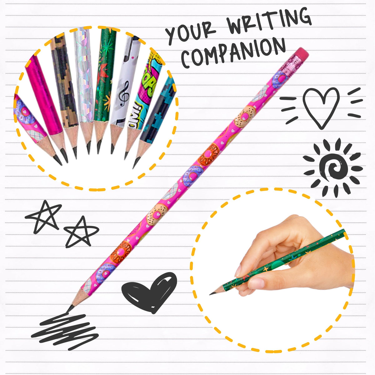 Playbees Premium HB #2 Pencils – Pre-Sharpened, Break-Resistant, Comfortable Grip | Bulk Classroom Pack