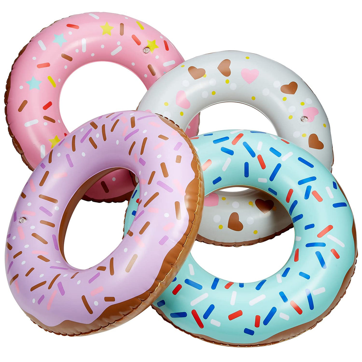 Playbees Sprinkle Donut Pool Floats – 4 Pack, 20-Inch