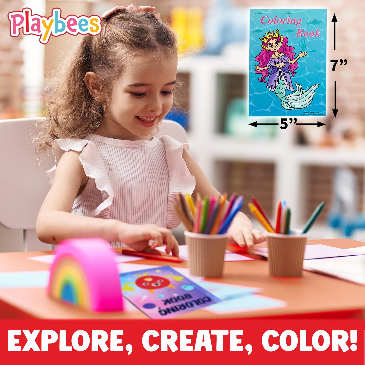 Playbees 20PK Assorted Coloring Books – 5 Themes, 5x7 in, Ages 3-8
