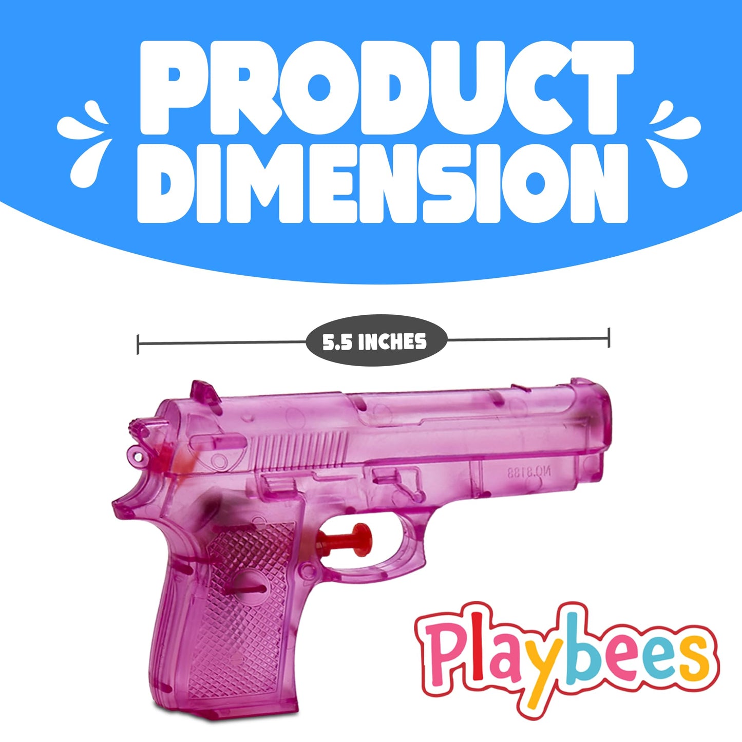 Playbees Water Blasters 6-Inch, 24 Pack – Assorted Colors
