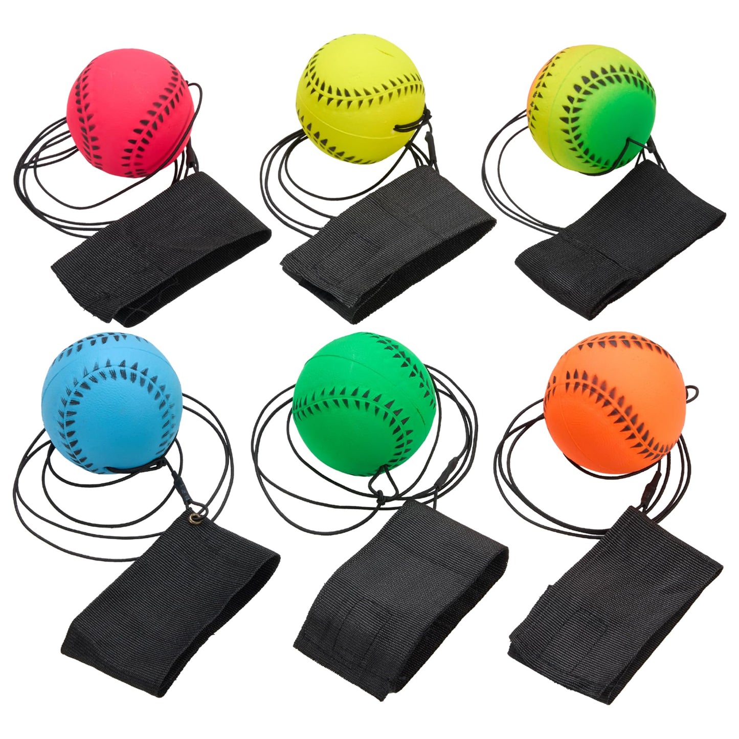 Playbees Wrist Baseballs Neon Reactive – 6 Pack for Kids’ Outdoor Practice & Fun