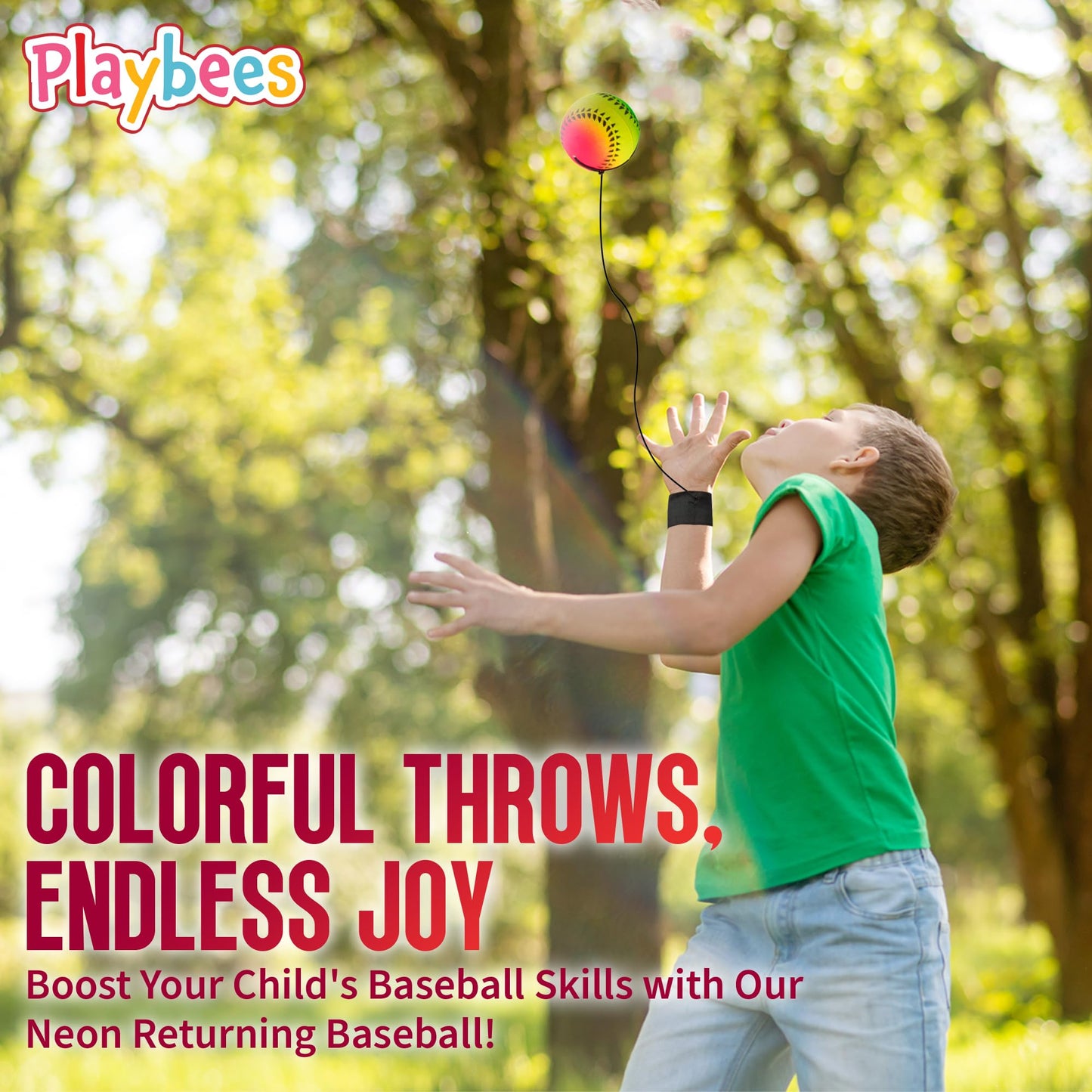 Playbees Wrist Baseballs Neon Reactive – 6 Pack for Kids’ Outdoor Practice & Fun