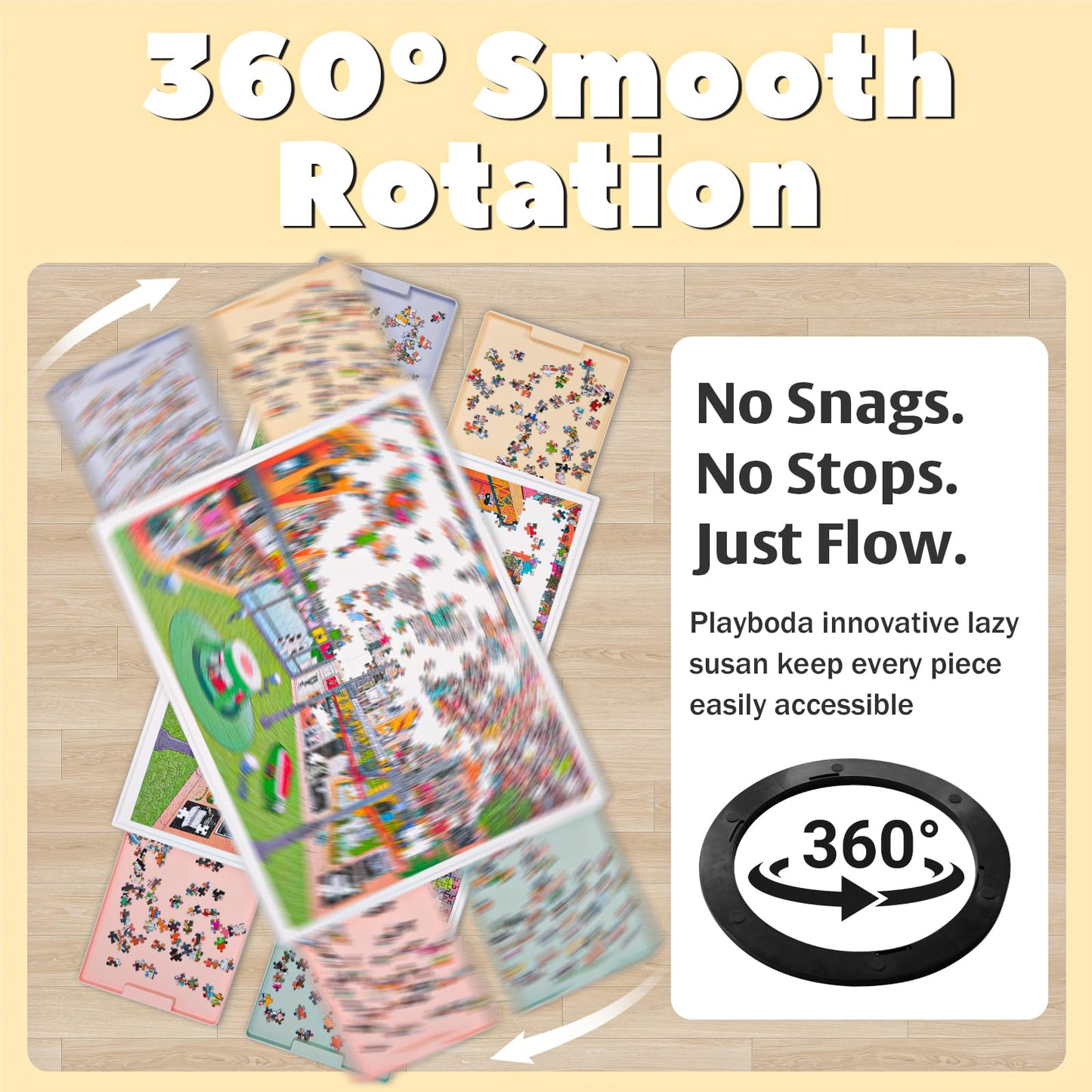 Playboda 2-in-1 Rotating & Tilting Puzzle Board – 32x24, 1500-Piece