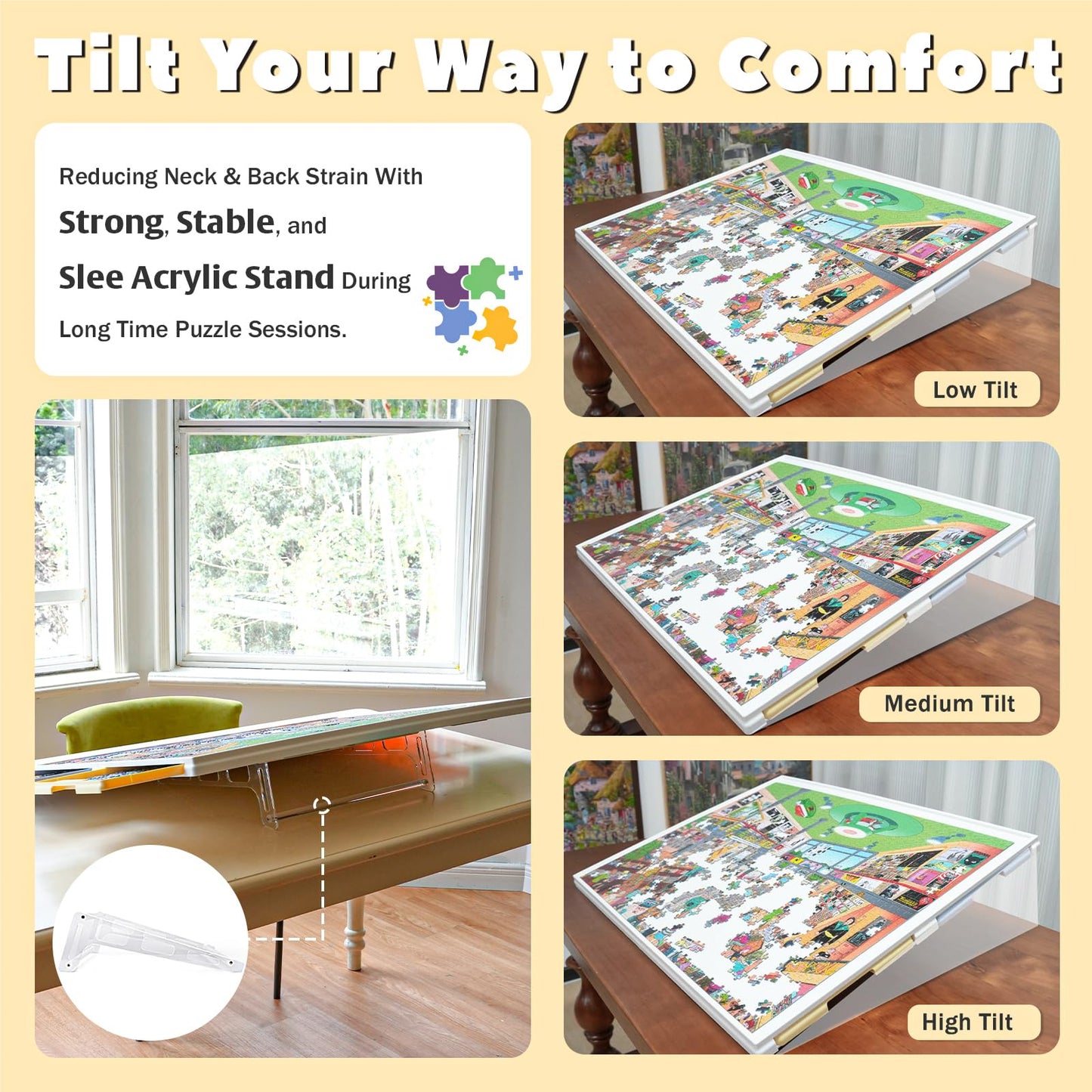 Playboda 2-in-1 Rotating & Tilting Puzzle Board – 32x24, 1500-Piece