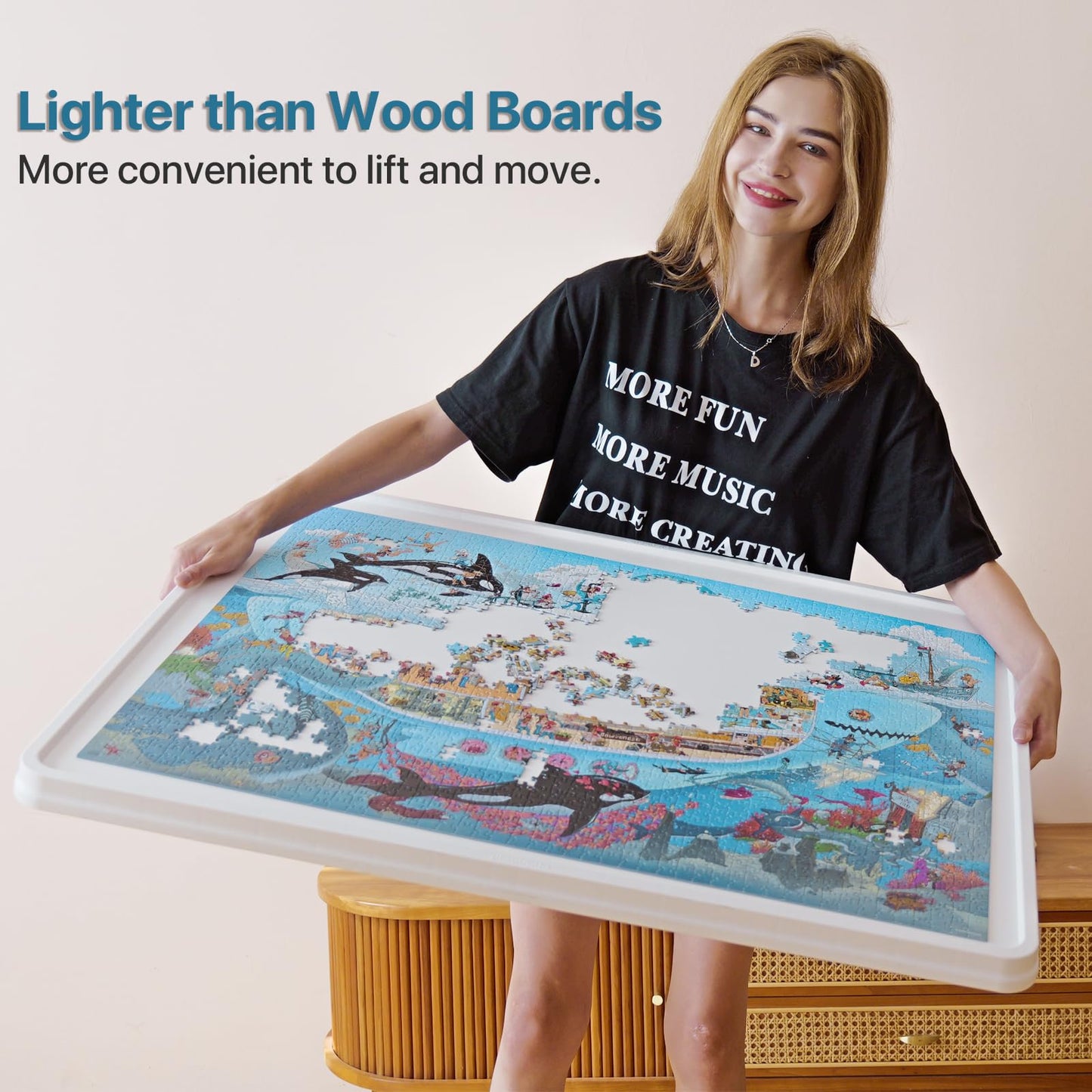 Playboda 1500-Piece Rotating Puzzle Board with Drawers & Cover — 35x27 in