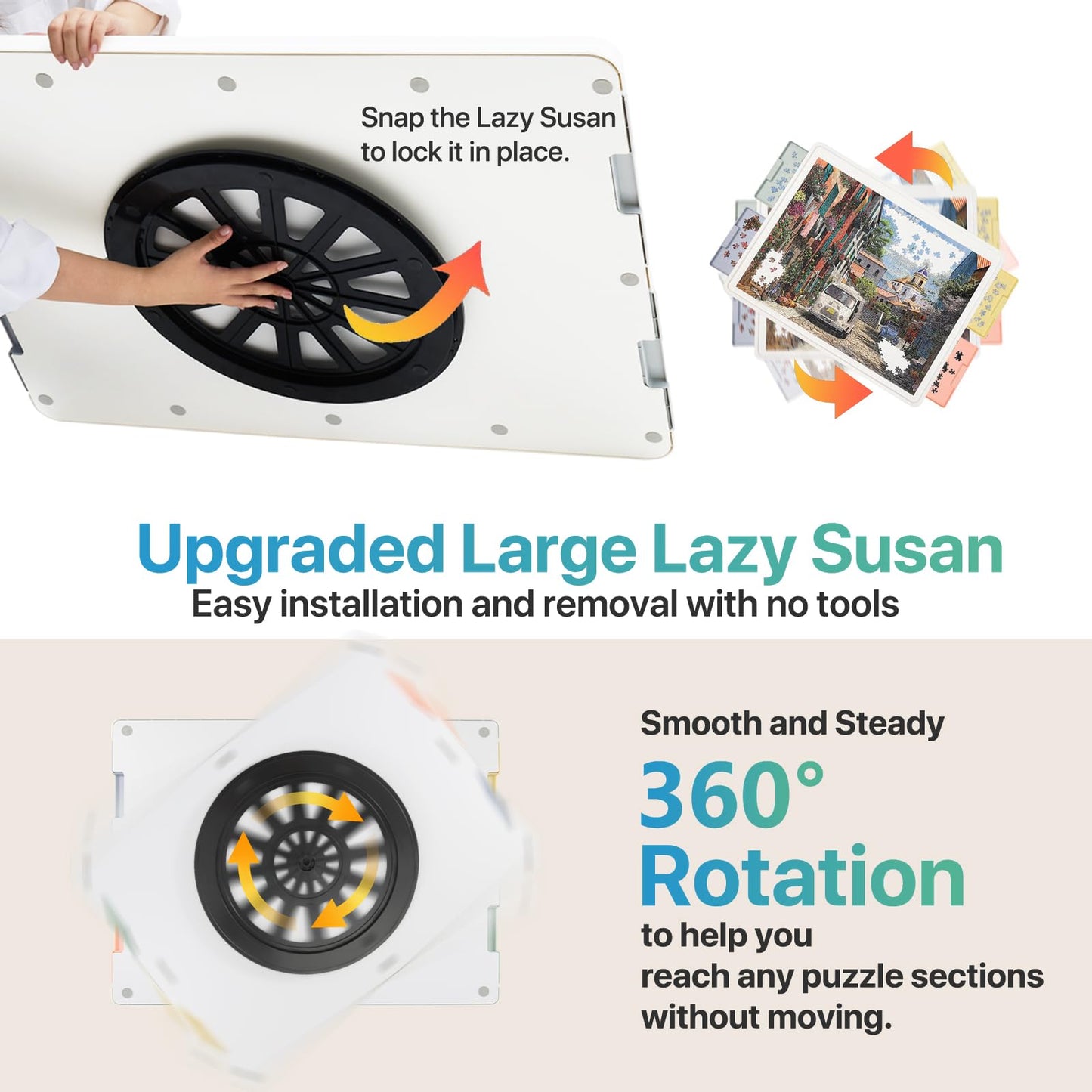 Playboda 1500-Piece Rotating Puzzle Board with Drawers & Cover – 35x27 in