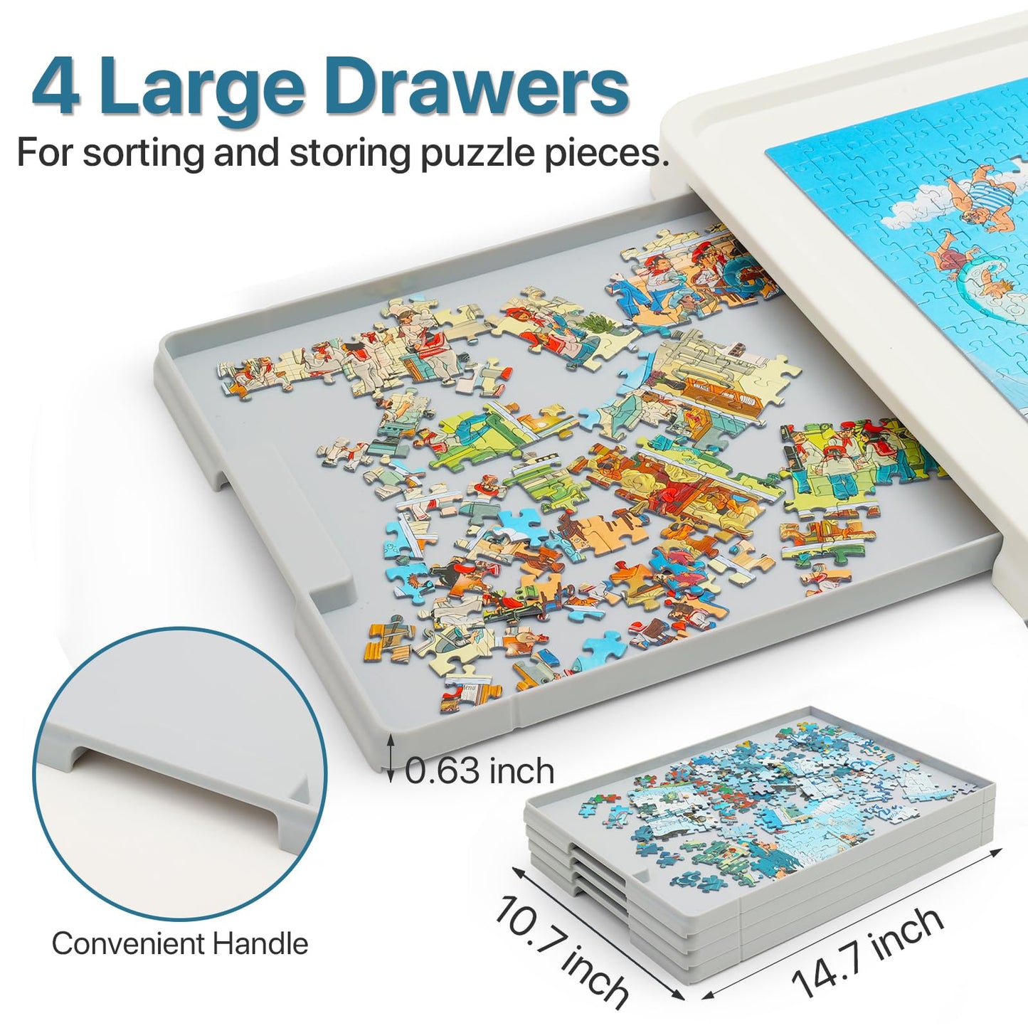 Playboda 1500-Piece Rotating Puzzle Board with Drawers & Cover — 35x27 in