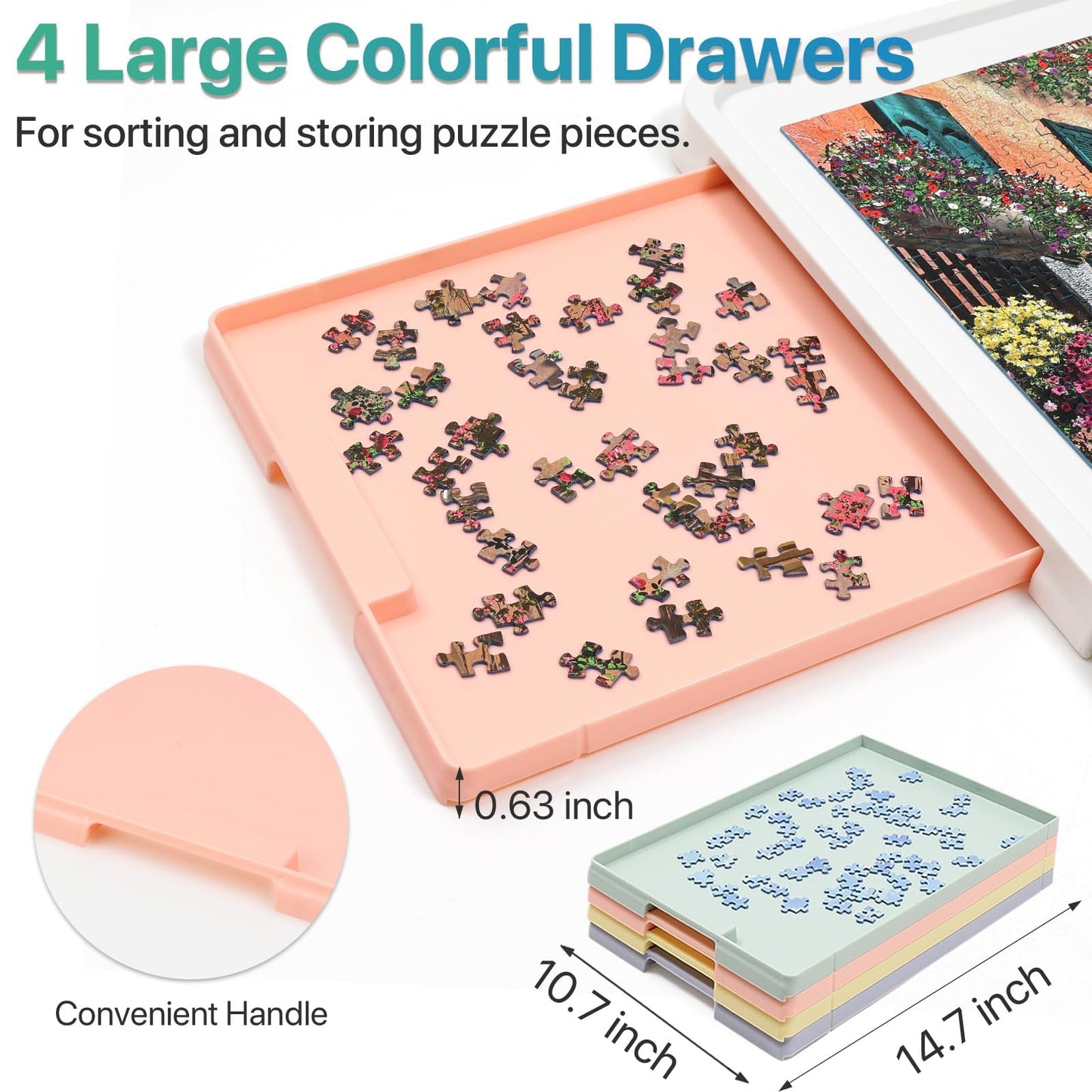 Playboda 1500-Piece Rotating Puzzle Board with Drawers & Cover – 35x27 in