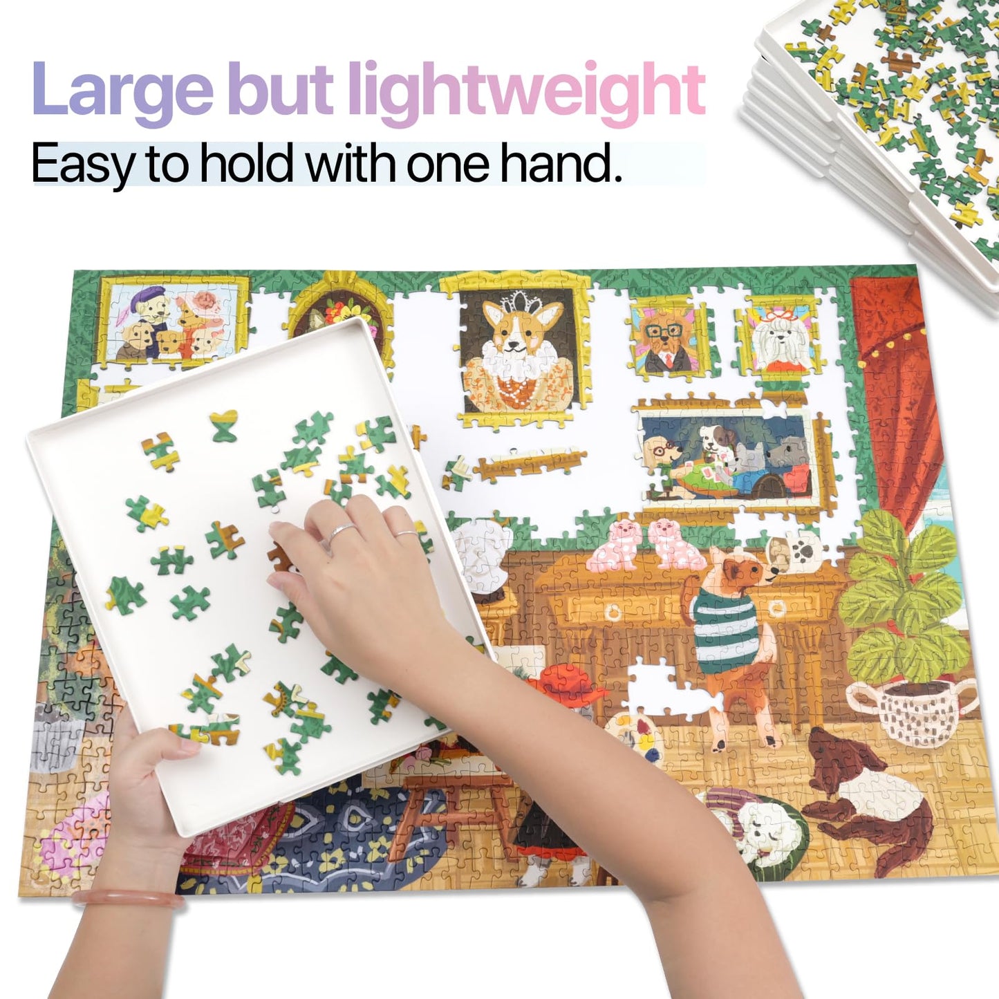 Playboda 9-Pack Puzzle Sorting Trays with Lid Stand – 11x9, Stackable for 1000–1500 Piece Puzzles