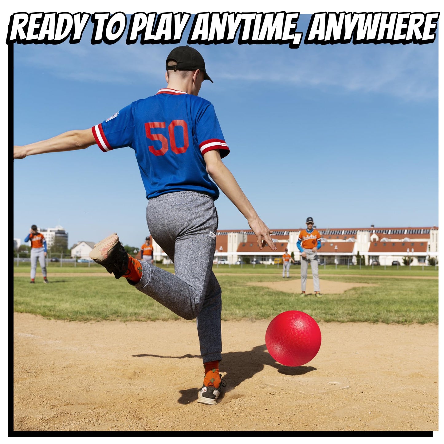 PlayBolt 10-Inch Kickball Playground Balls – Pack of 6 with Hand Pump