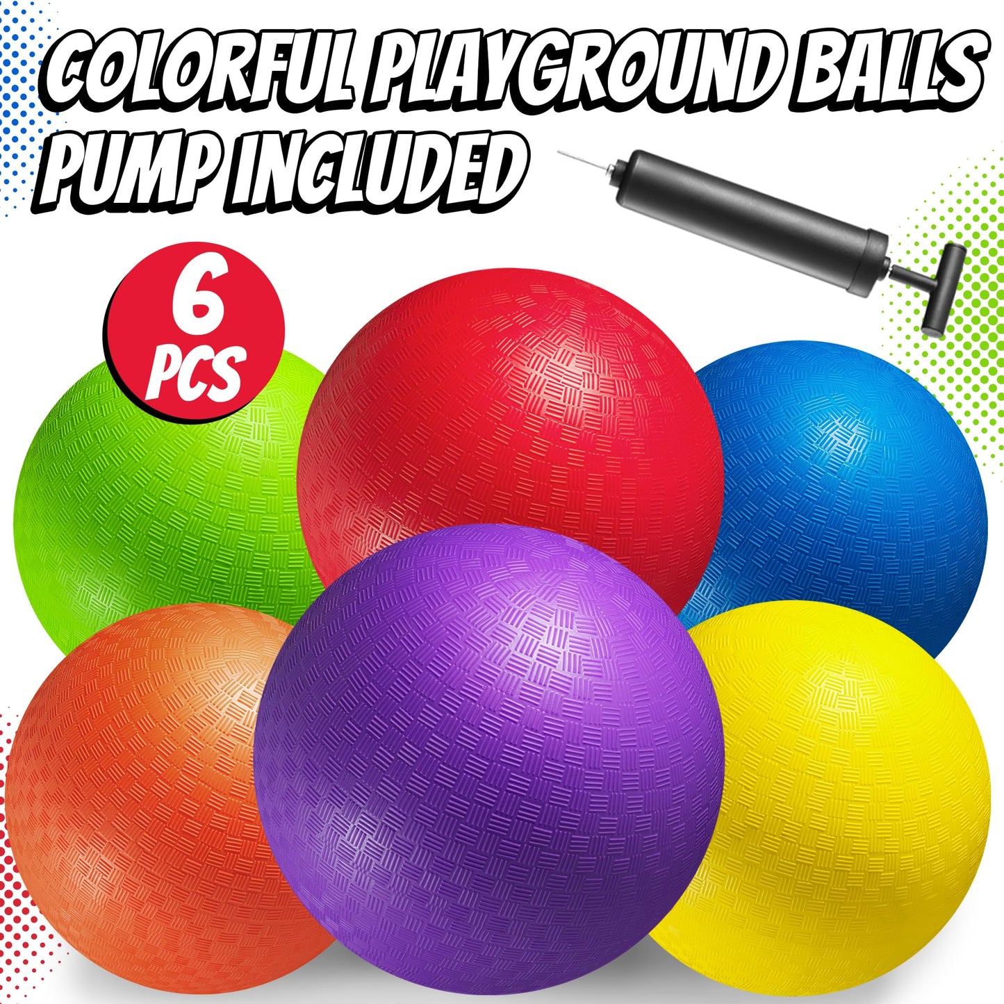 PlayBolt 8.5-Inch Playground Balls – Pack of 6 | Indoor & Outdoor Kickball, Dodgeball