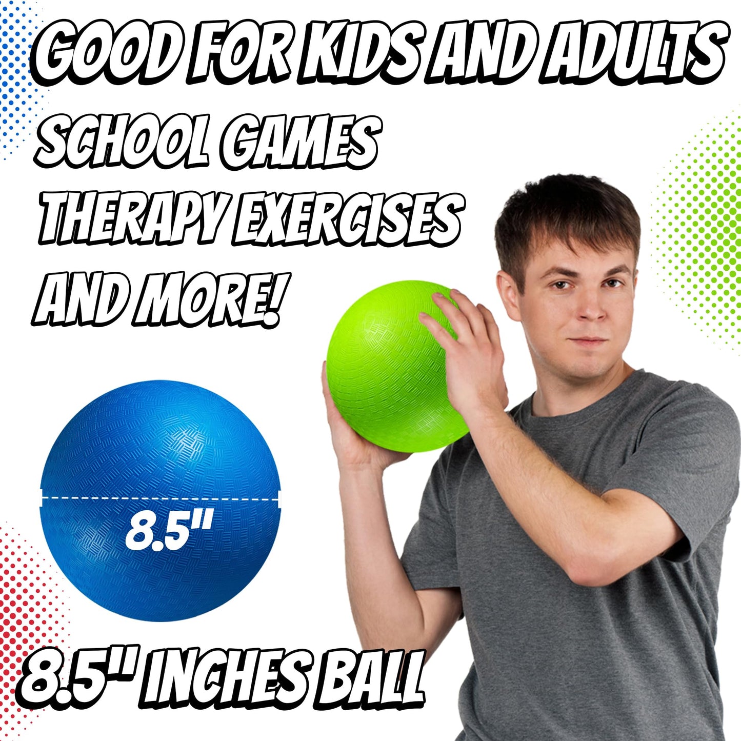 PlayBolt 8.5-Inch Playground Balls – Pack of 6 | Indoor & Outdoor Kickball, Dodgeball
