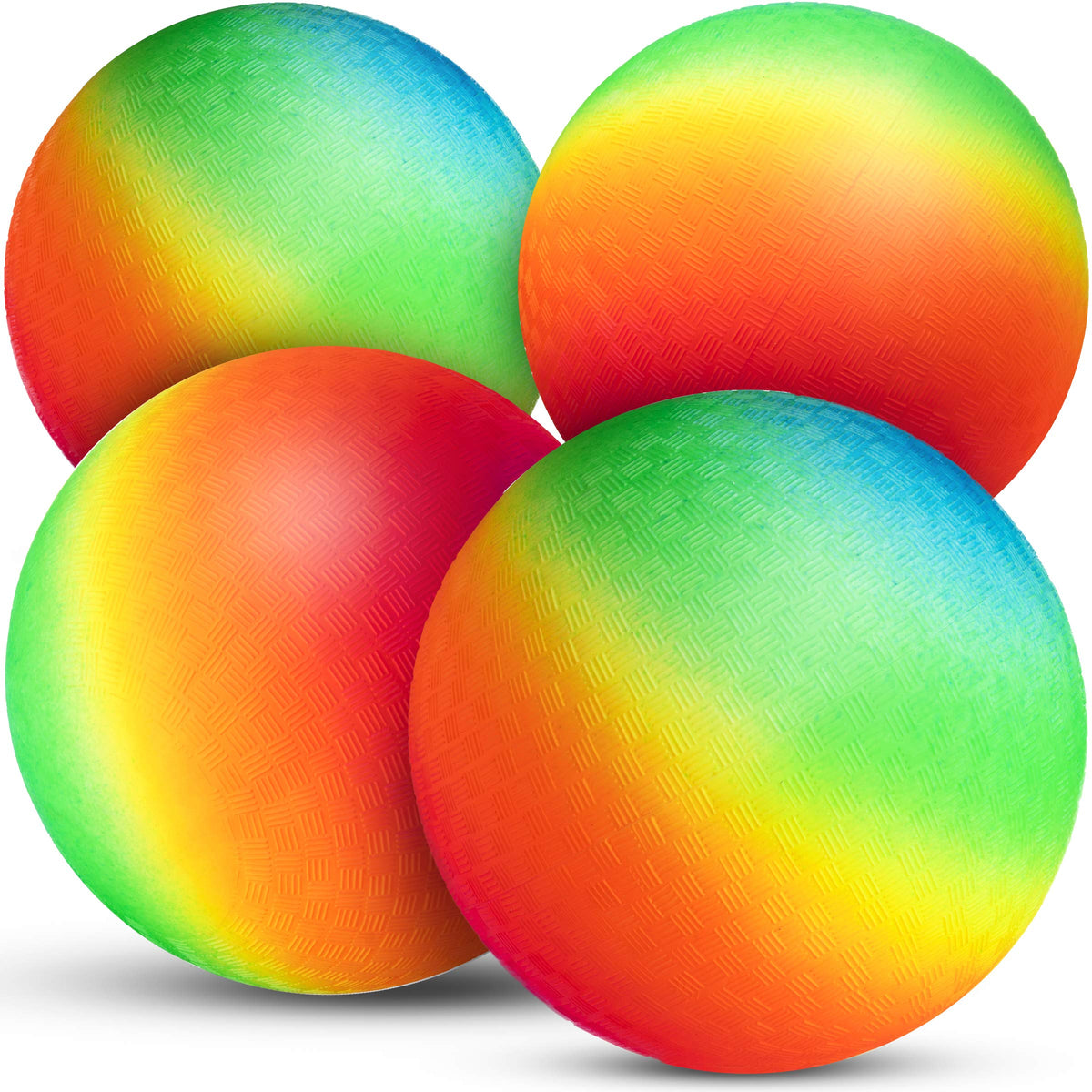 PlayBolt Rainbow Playground Balls - 8.5-Inch (Pack of 4) | Indoor & Outdoor Play