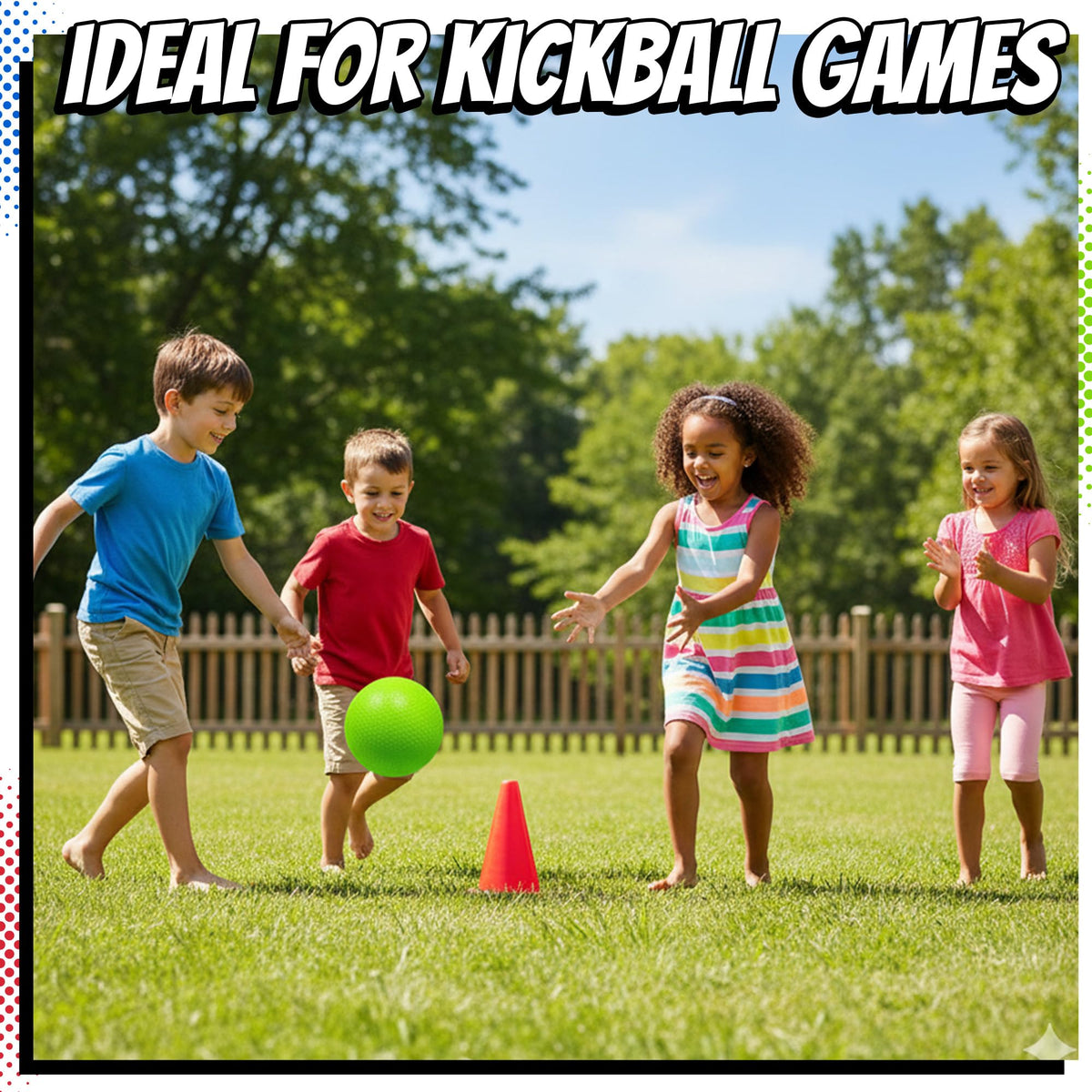PlayBolt 5” Playground Balls — 6 Pack with Pump for Four Square, Dodgeball, Gym & Backyard