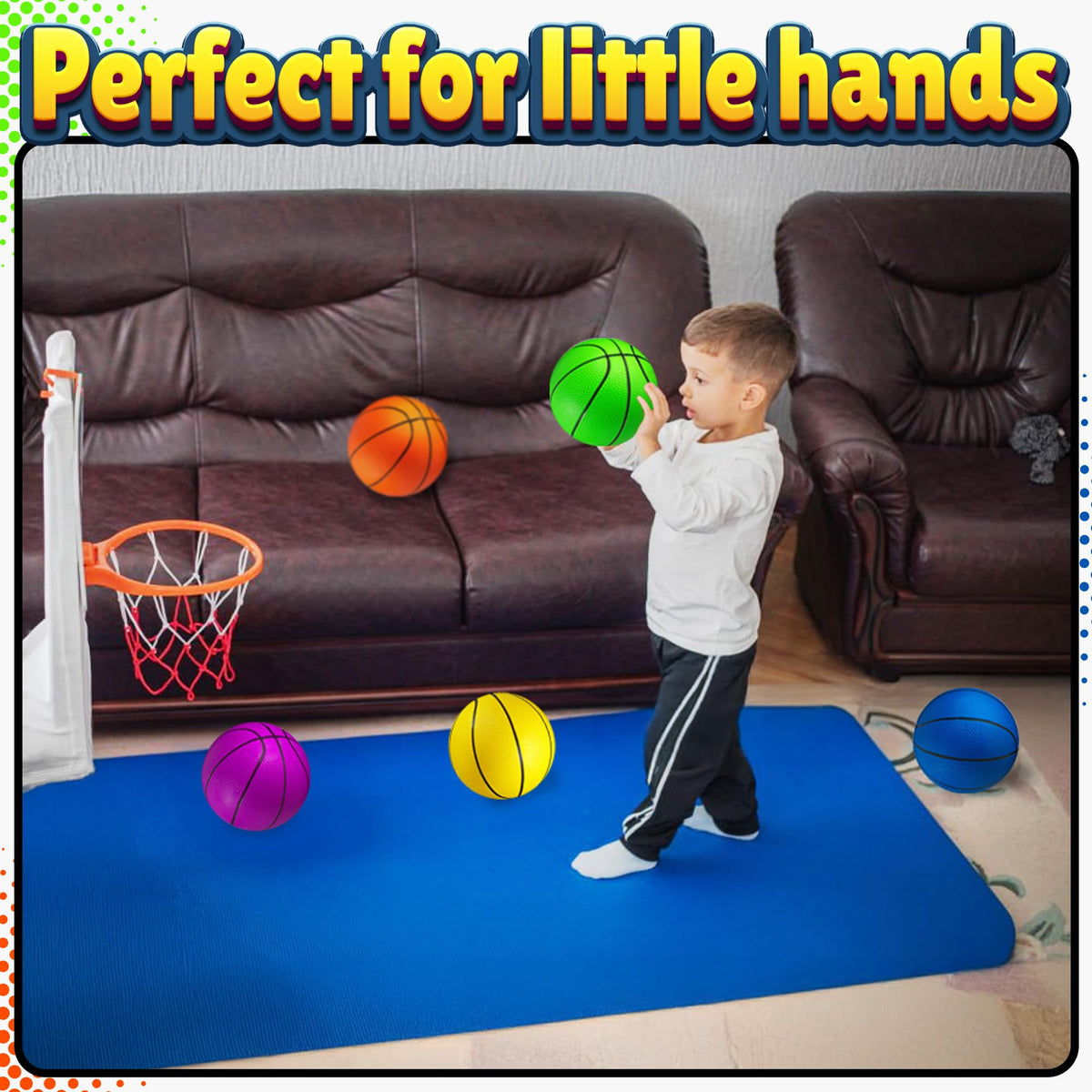 PlayBolt Mini Basketball Set 6-Inch, 5 Pack with Hand Pump