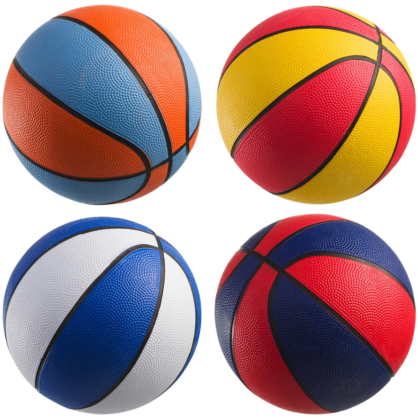 PlayBolt Rubber Mini Basketballs 7 Inch – Pack of 4 with Pump | Indoor & Pool Play