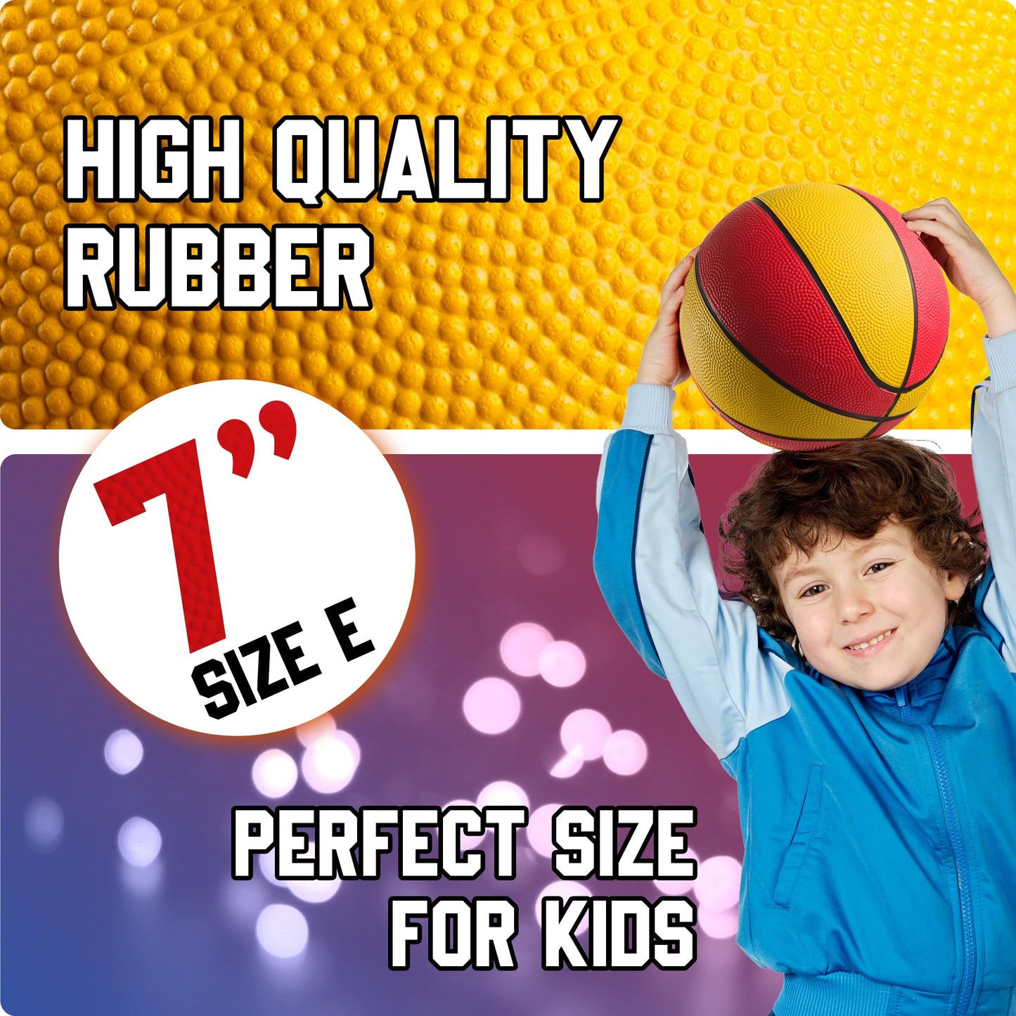 PlayBolt Rubber Mini Basketballs 7 Inch – Pack of 4 with Pump | Indoor & Pool Play