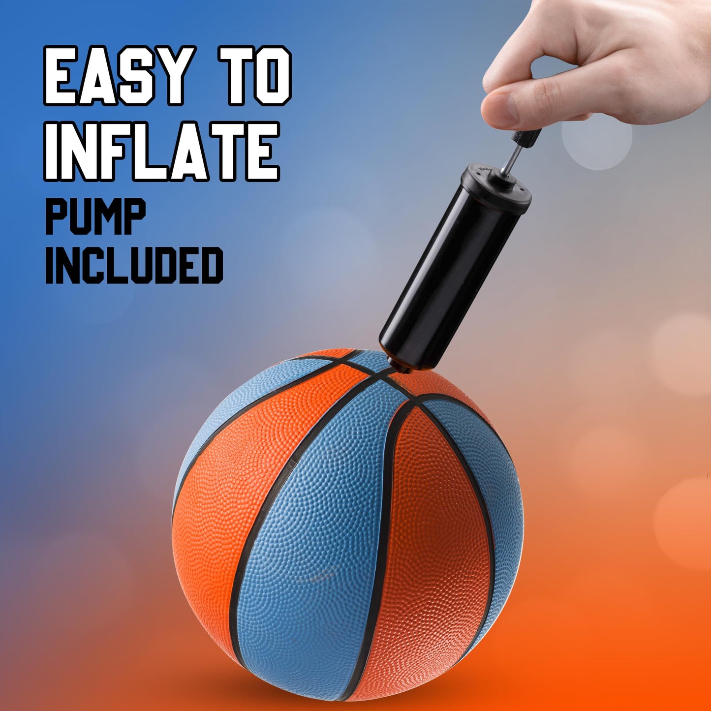 PlayBolt Rubber Mini Basketballs 7 Inch – Pack of 4 with Pump | Indoor & Pool Play