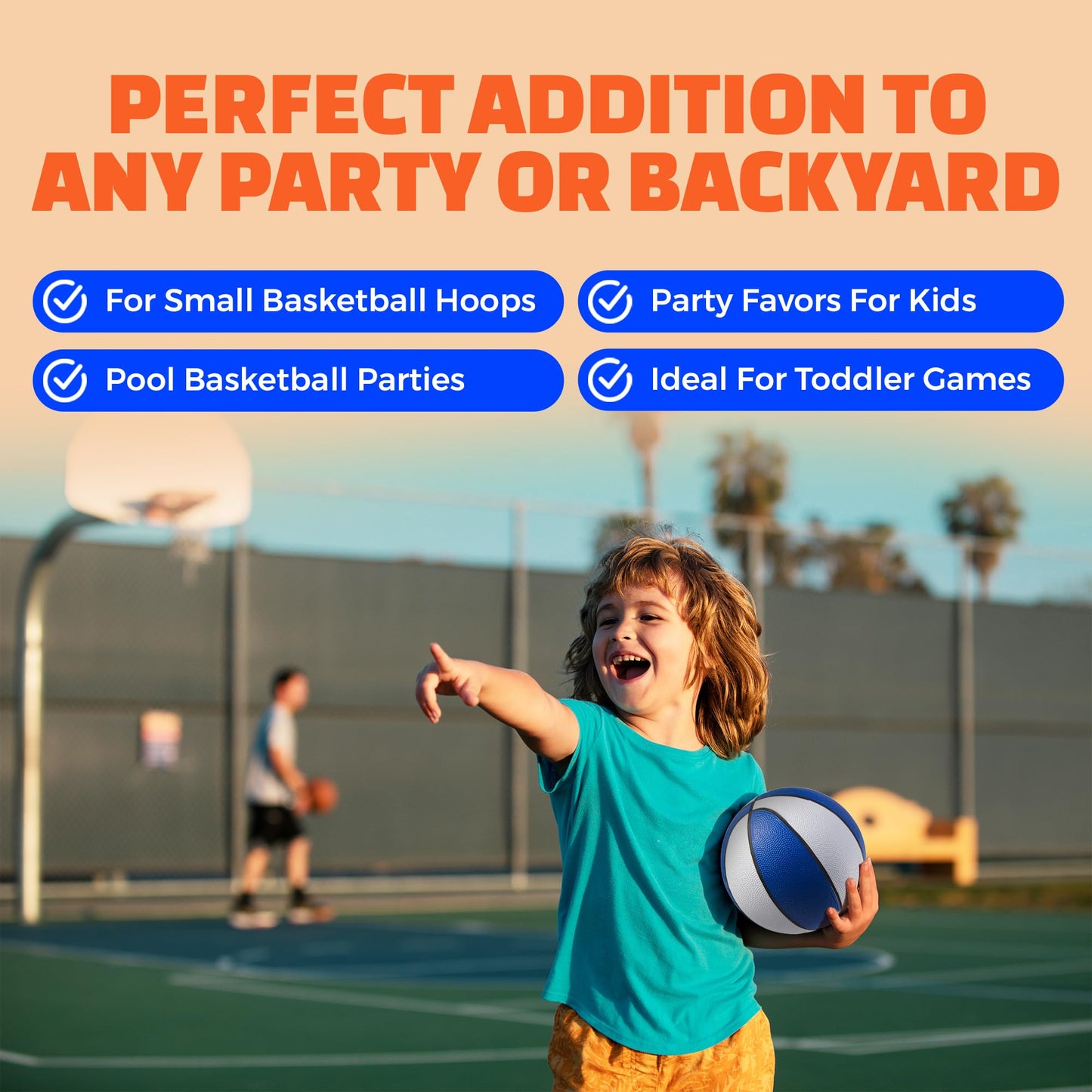 PlayBolt Rubber Mini Basketballs 7 Inch – Pack of 4 with Pump | Indoor & Pool Play