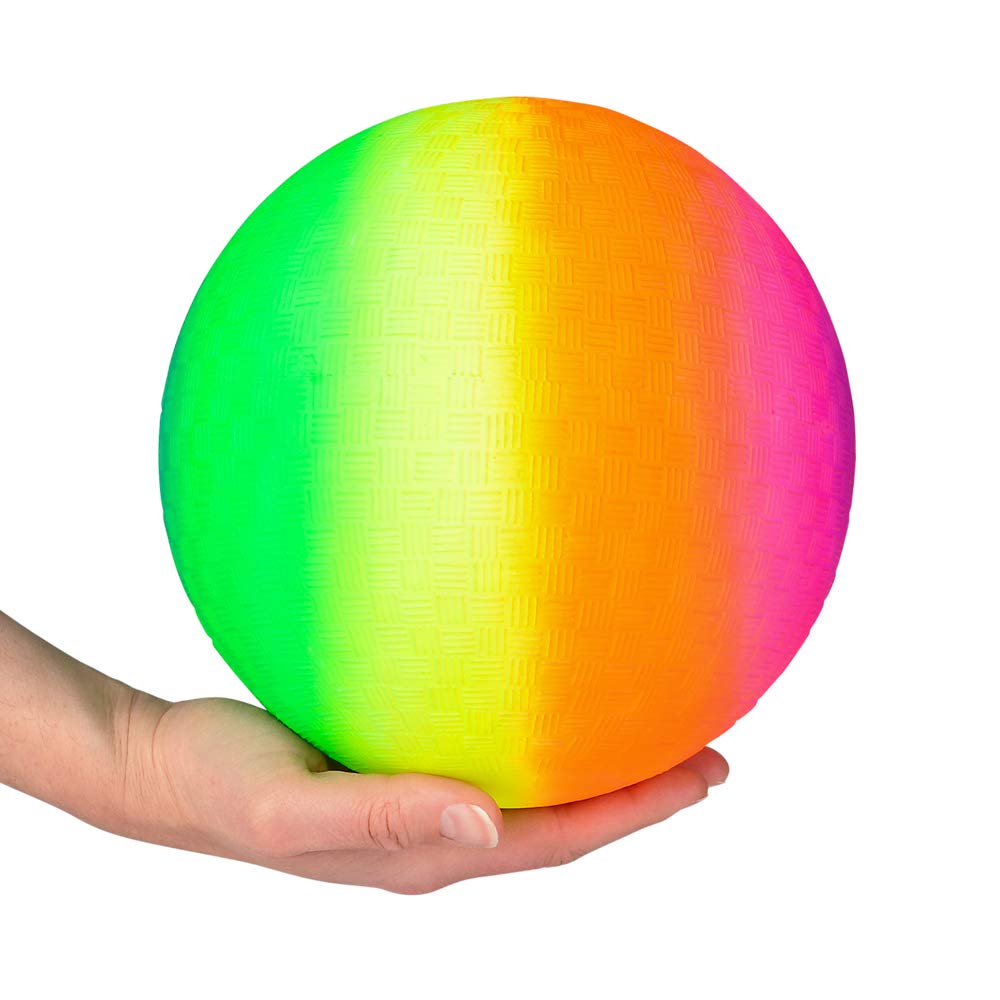 PlayBolt Rainbow Playground Balls - 8.5-Inch (Pack of 4) | Indoor & Outdoor Play