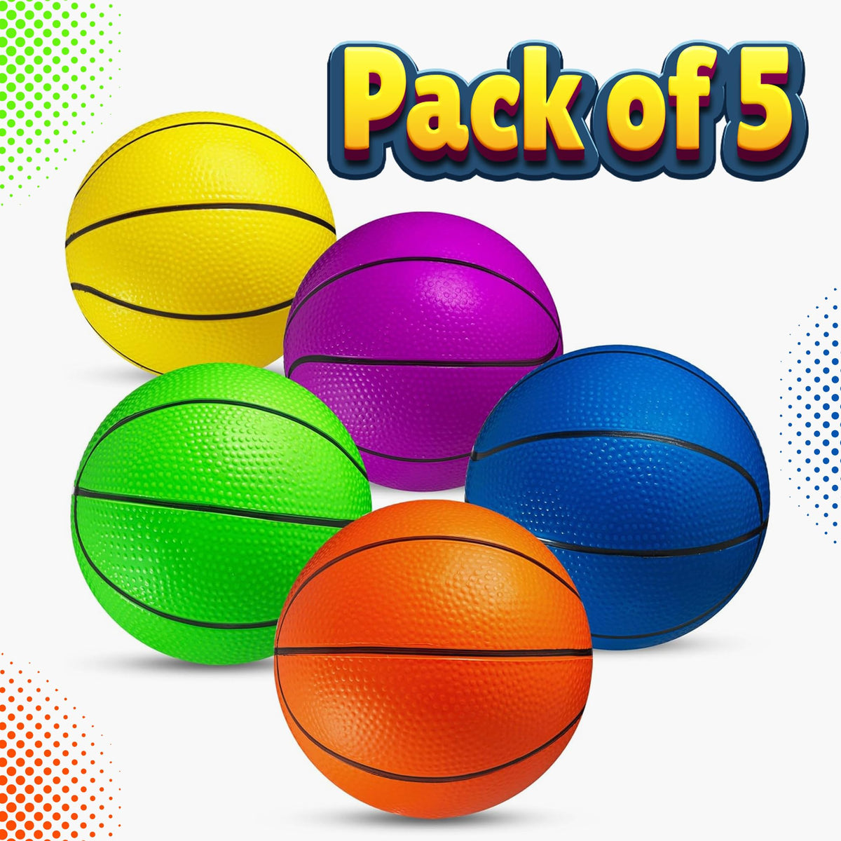 PlayBolt Mini Basketball Set 6-Inch, 5 Pack with Hand Pump