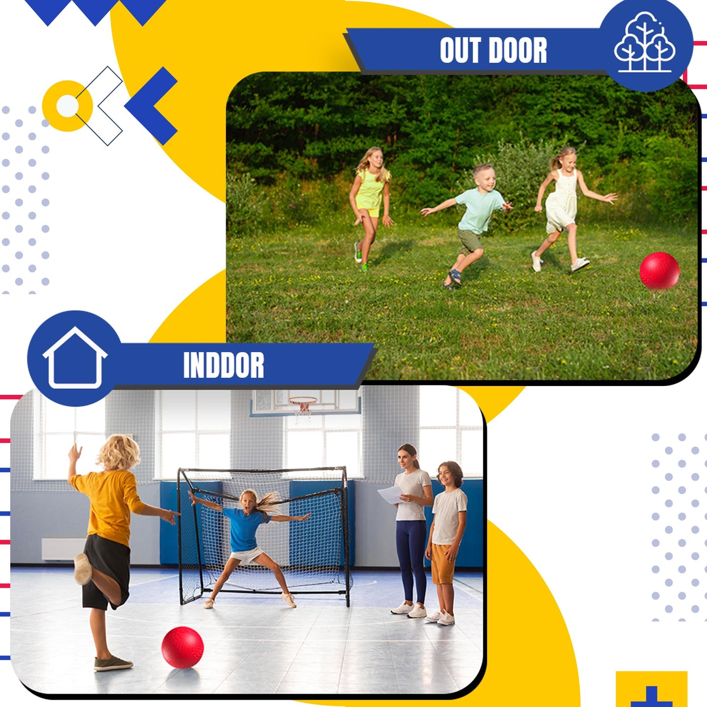PlayBolt Playground Ball - 8.5-inch Red Rubber Kickball | Indoor & Outdoor Fun