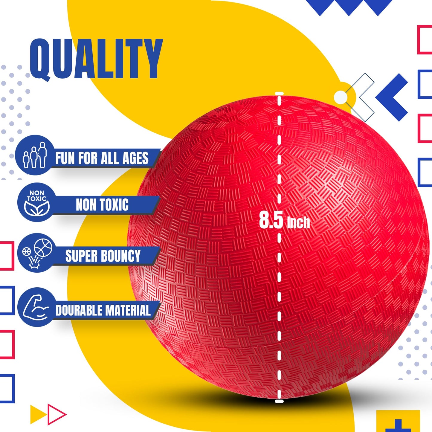 PlayBolt Playground Ball - 8.5-inch Red Rubber Kickball | Indoor & Outdoor Fun