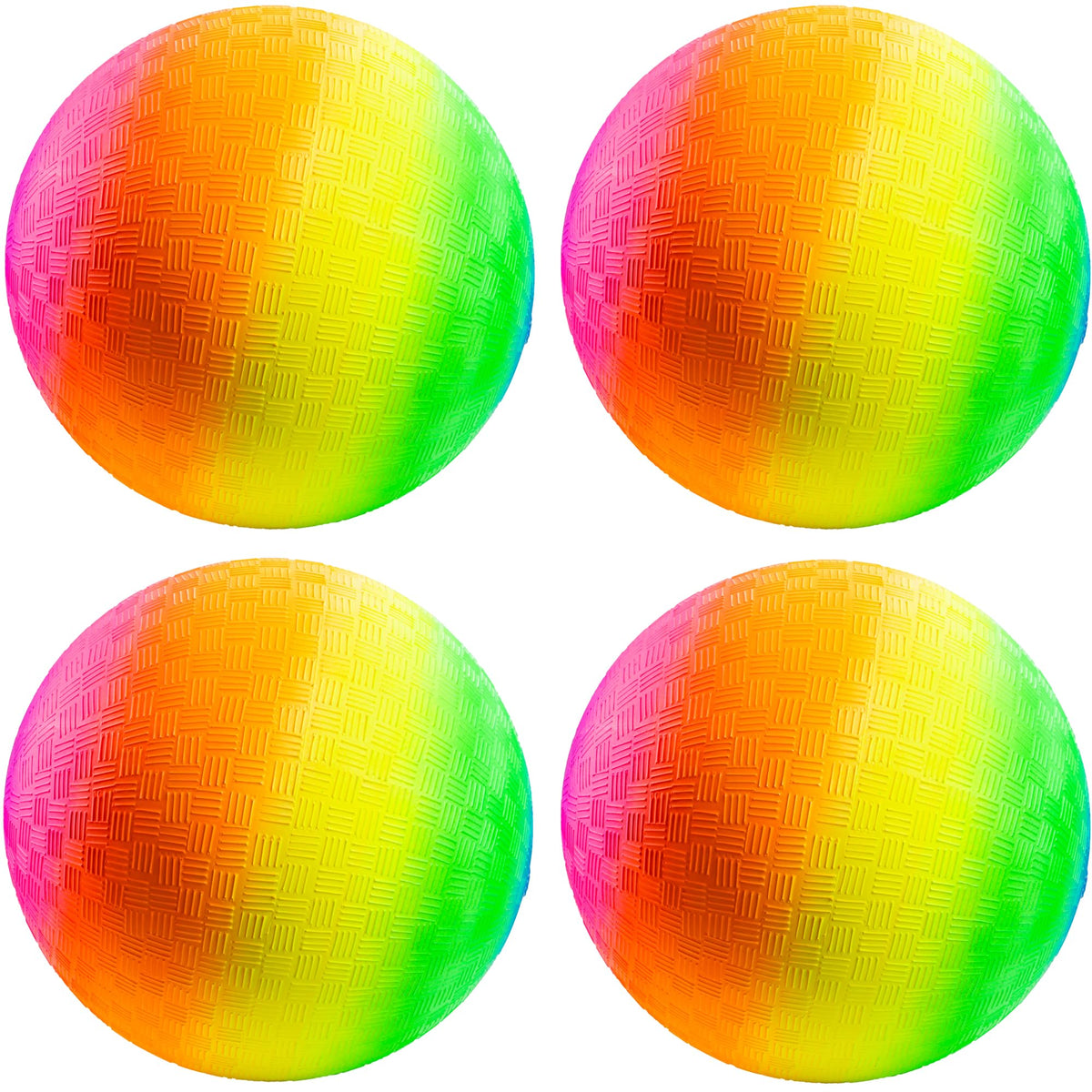 PlayBolt Rainbow Playground Balls - 8.5-Inch (Pack of 4) | Indoor & Outdoor Play