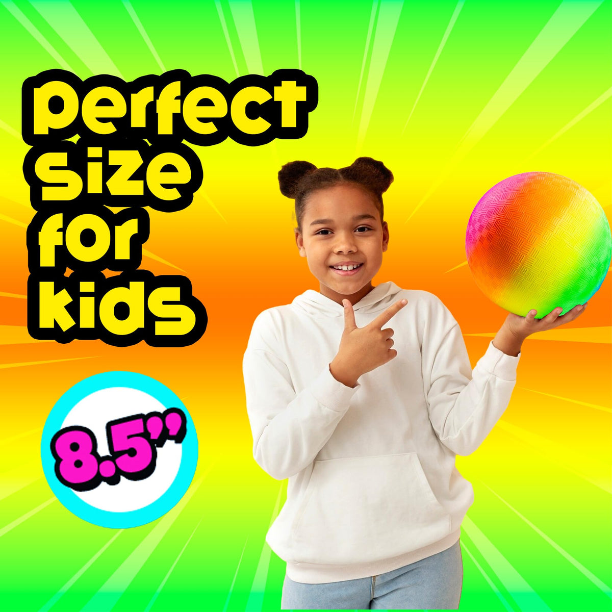 PlayBolt Rainbow Playground Balls - 8.5-Inch (Pack of 4) | Indoor & Outdoor Play