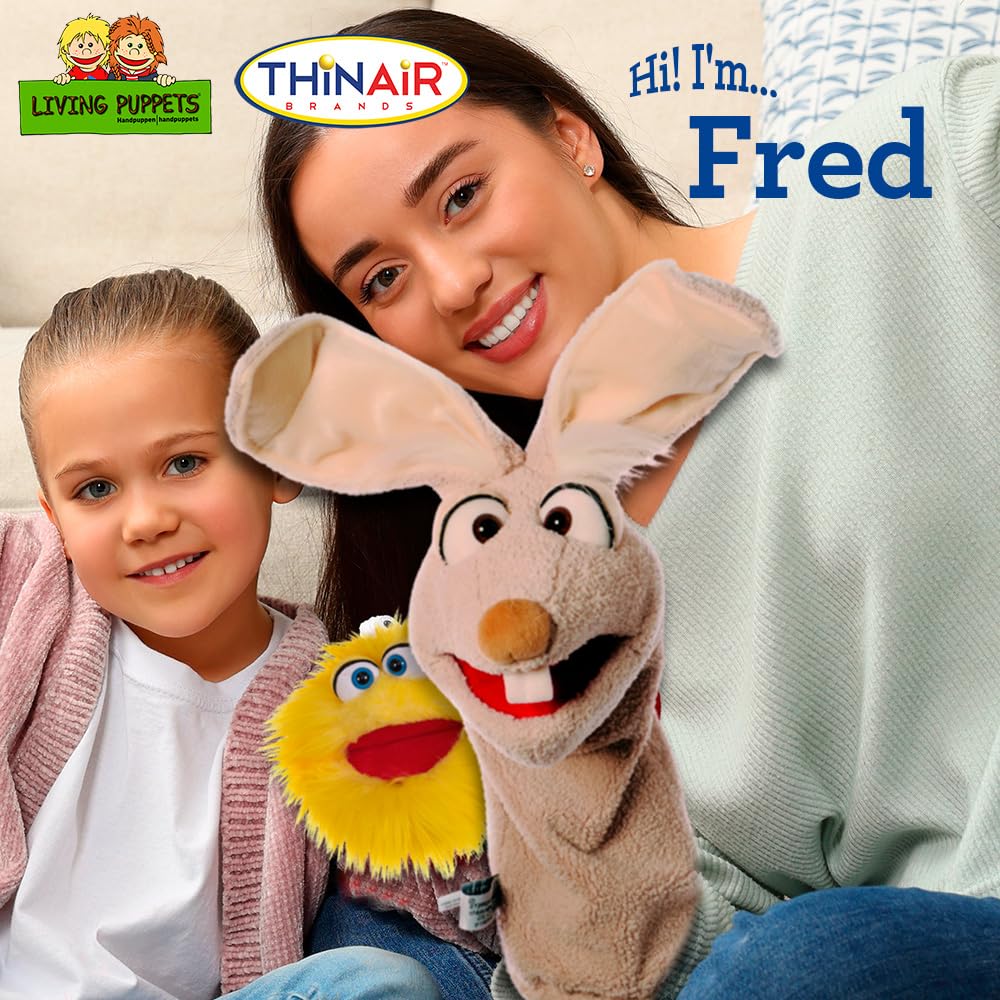 Playful Minds Living Puppets Fred the 17-Inch Rabbit Hand Puppet | Plush Educational Toy