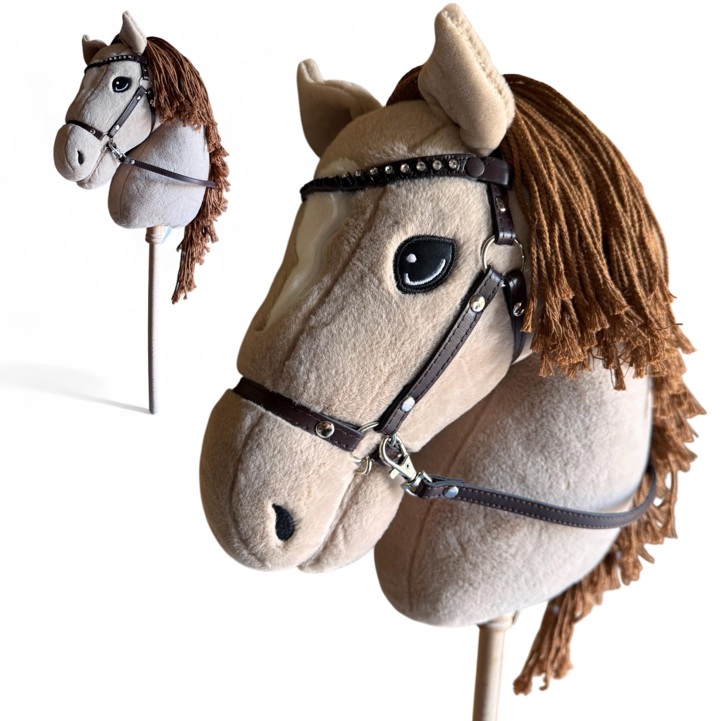 Playful Minds Large Hobby Horse – Show-Quality Plush with Rhinestone Bridle