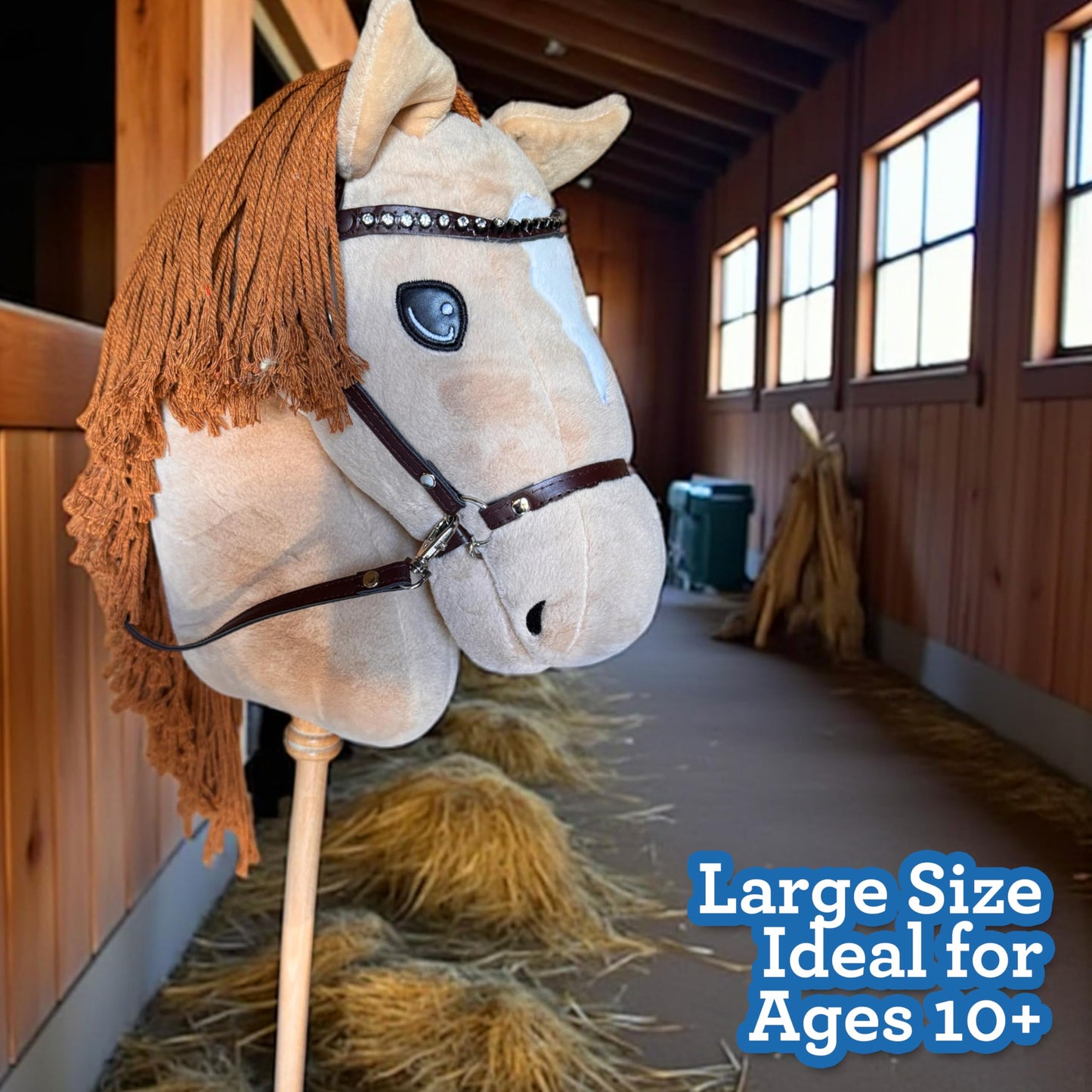 Playful Minds Large Hobby Horse – Show-Quality Plush with Rhinestone Bridle
