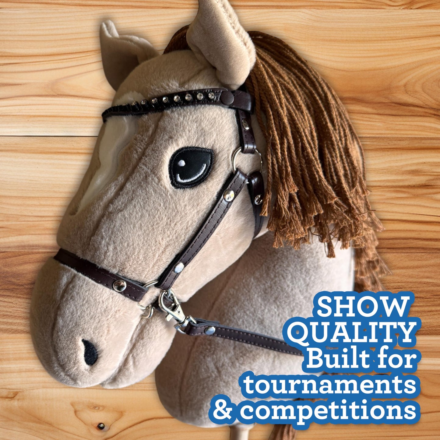 Playful Minds Large Hobby Horse – Show-Quality Plush with Rhinestone Bridle