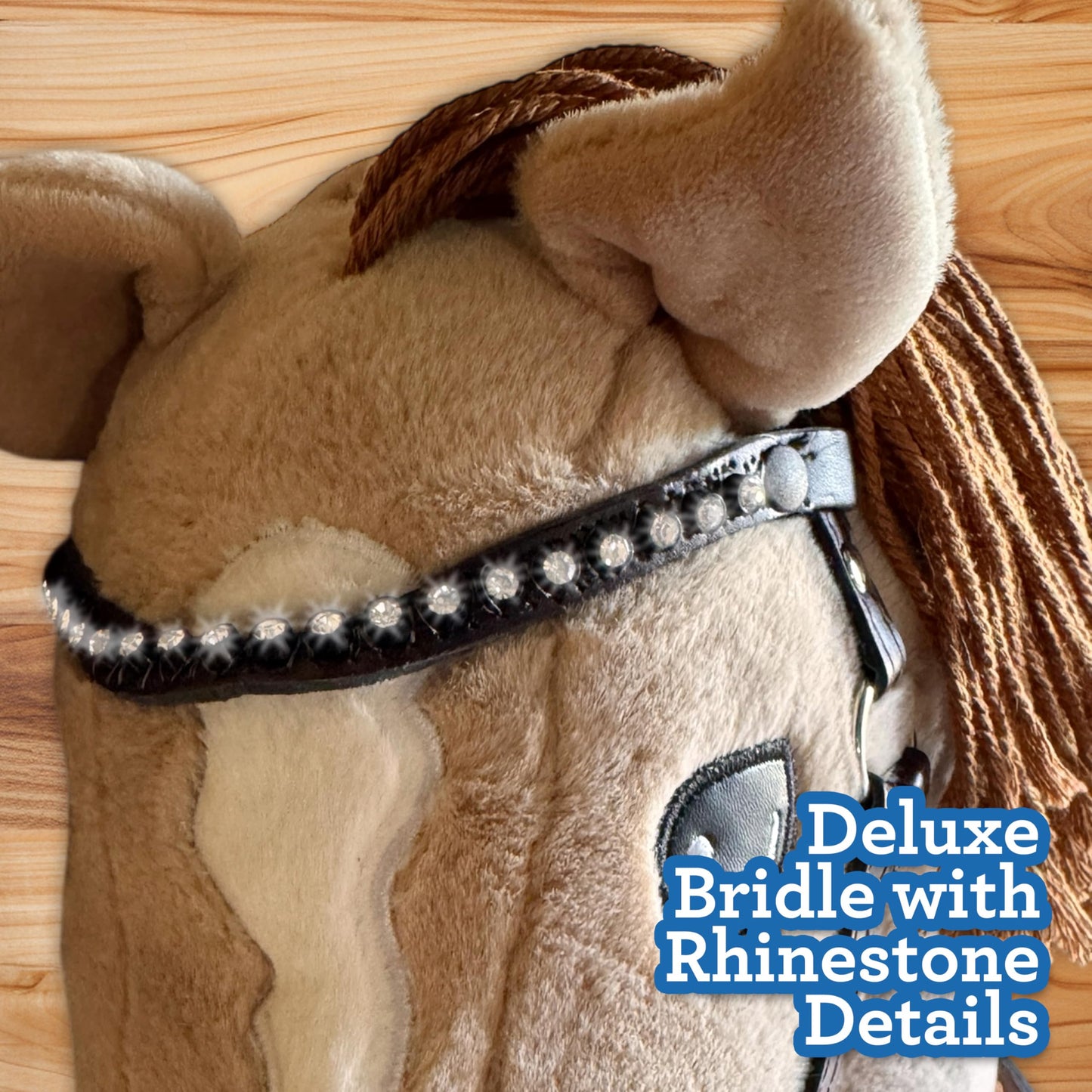Playful Minds Large Hobby Horse – Show-Quality Plush with Rhinestone Bridle