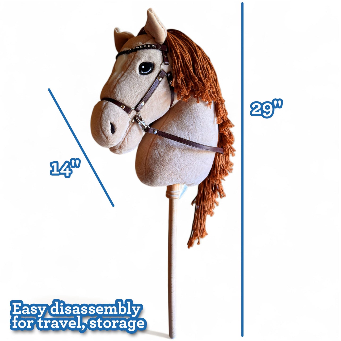Playful Minds Large Hobby Horse – Show-Quality Plush with Rhinestone Bridle