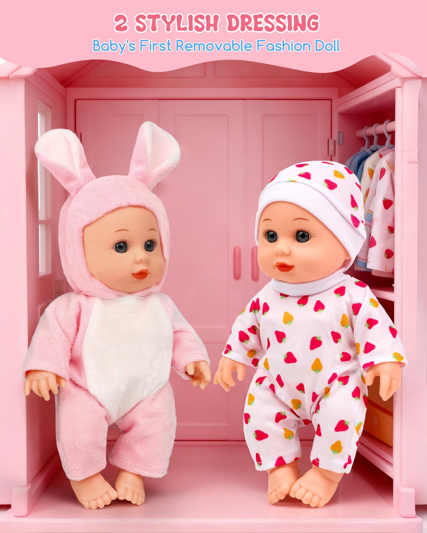 PLAYFULBAY 31-Piece Baby Doll Playset with Stroller, Crib & High Chair – Imaginative Role-Play Gift for Ages 2+