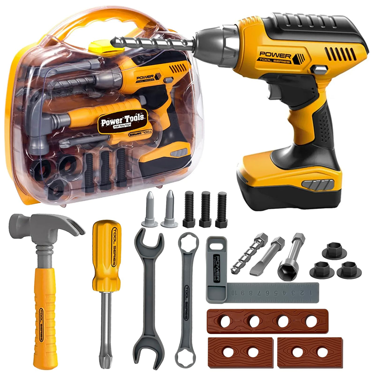 Playhiland Pretend Play Construction Kit with Electric Drill & Tool Box